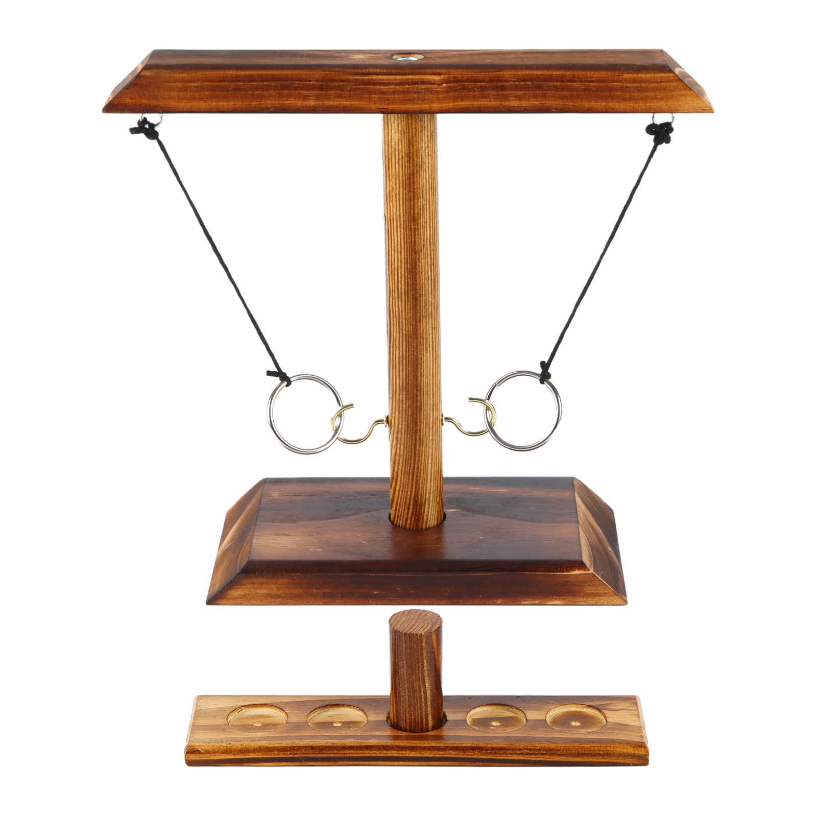 Premium Handmade Wooden Hook and Ring Toss Game - Screw Fixed Ring Toss Set for Indoor & Outdoor Fun - Perfect for Family Parties, Backyard BBQs, Camping Trips and Game Nights (Kids & Adults)