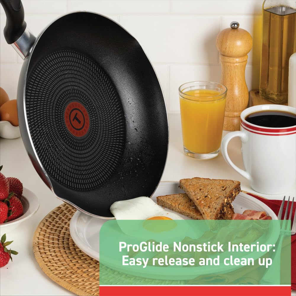 T-fal 3-Piece Nonstick Fry Pan Set (8, 9.5, 11 Inch) - Oven & Broiler Safe to 350°F, Dishwasher Safe, Durable Black Cookware for Frying, Sautéing & Baking - Perfect for Family Dinners & Professional Kitchens