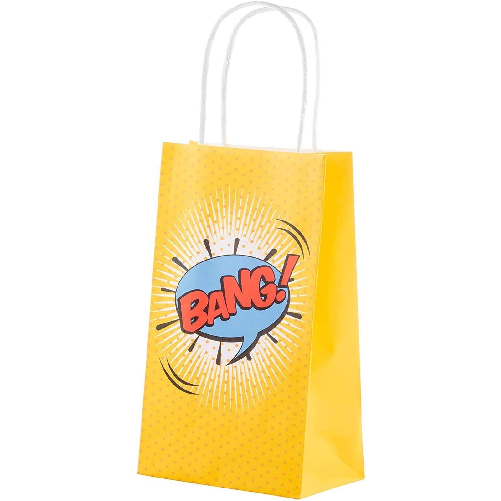 Juvale 12-Pack Comic Book Hero Party Favor Gift Bags with Handles - 4 Vibrant Colors for Birthday Parties, Superhero Themed Events & Kids' Celebrations