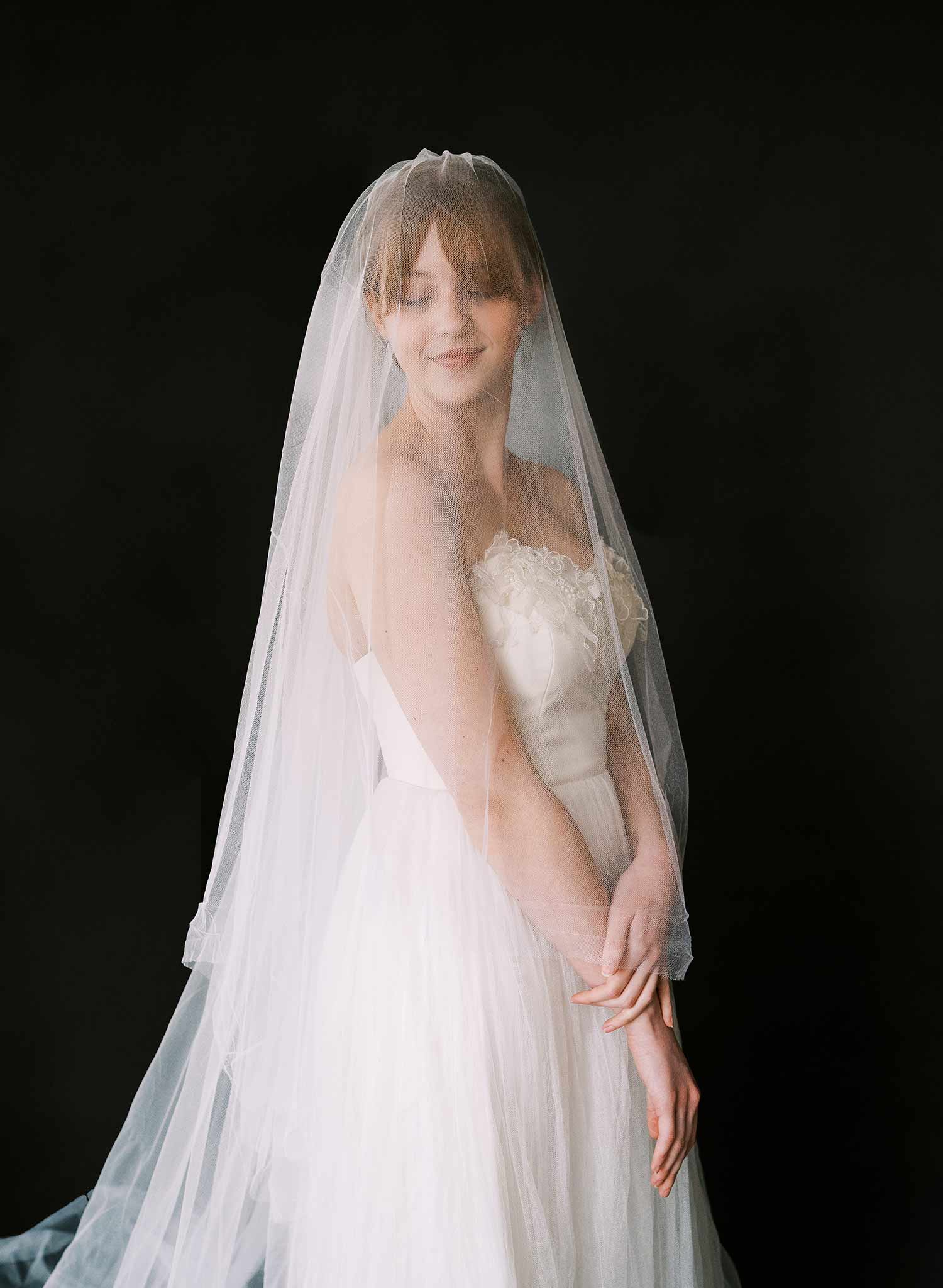 Elegant Silk Tulle Wedding Veil with Blusher - Style #2522 | Perfect for Bridal Ceremonies, Photo Shoots & Romantic Occasions