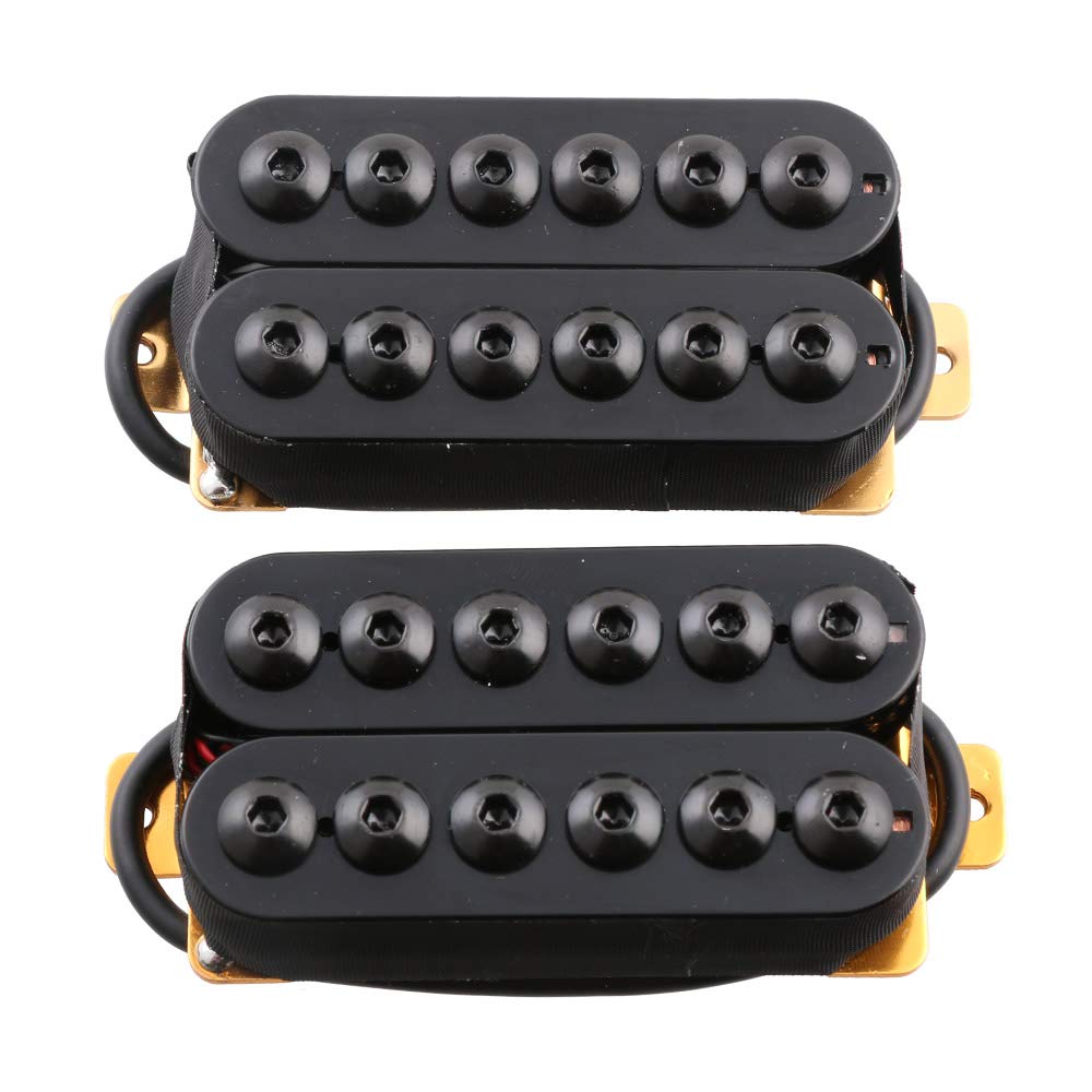 Ceramic Magnet Black Guitar Humbucker Pickup Set - Bridge & Neck Invader Style for Electric Guitar - Perfect for Rock, Metal & Blues Performances