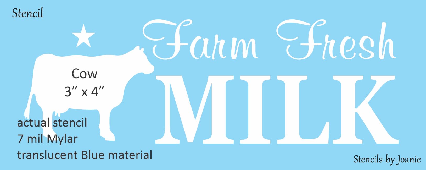 Farm Fresh Milk Dairy Cow Barn Star Country Kitchen Decor DIY Craft Signs - Rustic Farmhouse Wall Art for Kitchen, Dining Room, or Country Home Decor (WES1A)