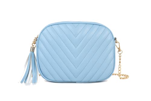 3 Light Blue Crossbody With Tassel