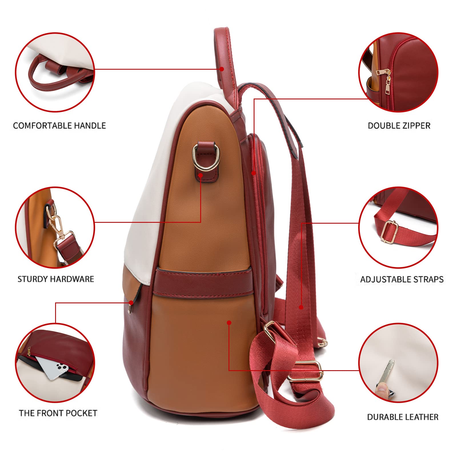 CHERUTY Women's PU Leather Anti-Theft Backpack Purse - Stylish Casual Shoulder Bag & Satchel for Ladies | Perfect for Work, Travel, and Daily Commute