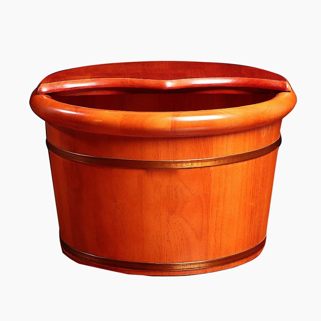 Premium Wooden Foot Bath Bucket - Large Oak Foot Soaking Basin with Lid for Spa & Pedicure | Relaxing At-Home Foot Care for Stress Relief & Callus Removal
