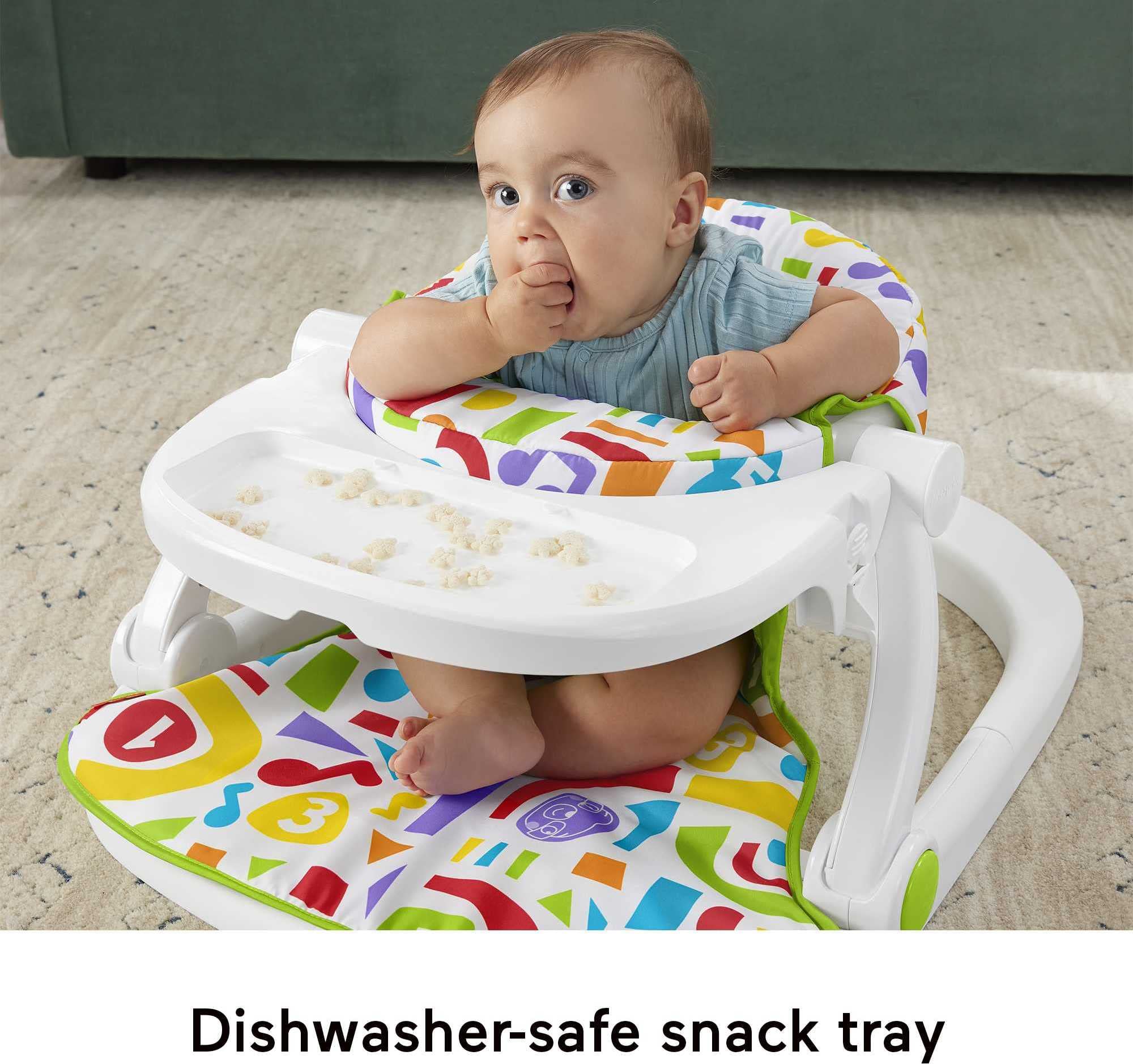 Fisher-Price Portable Baby Chair - Kick & Play Deluxe Sit-Me-Up Seat with Piano Learning Toy & Removable Snack Tray for Infants 6-12 Months | Perfect for Playtime, Learning & Feeding at Home or Travel