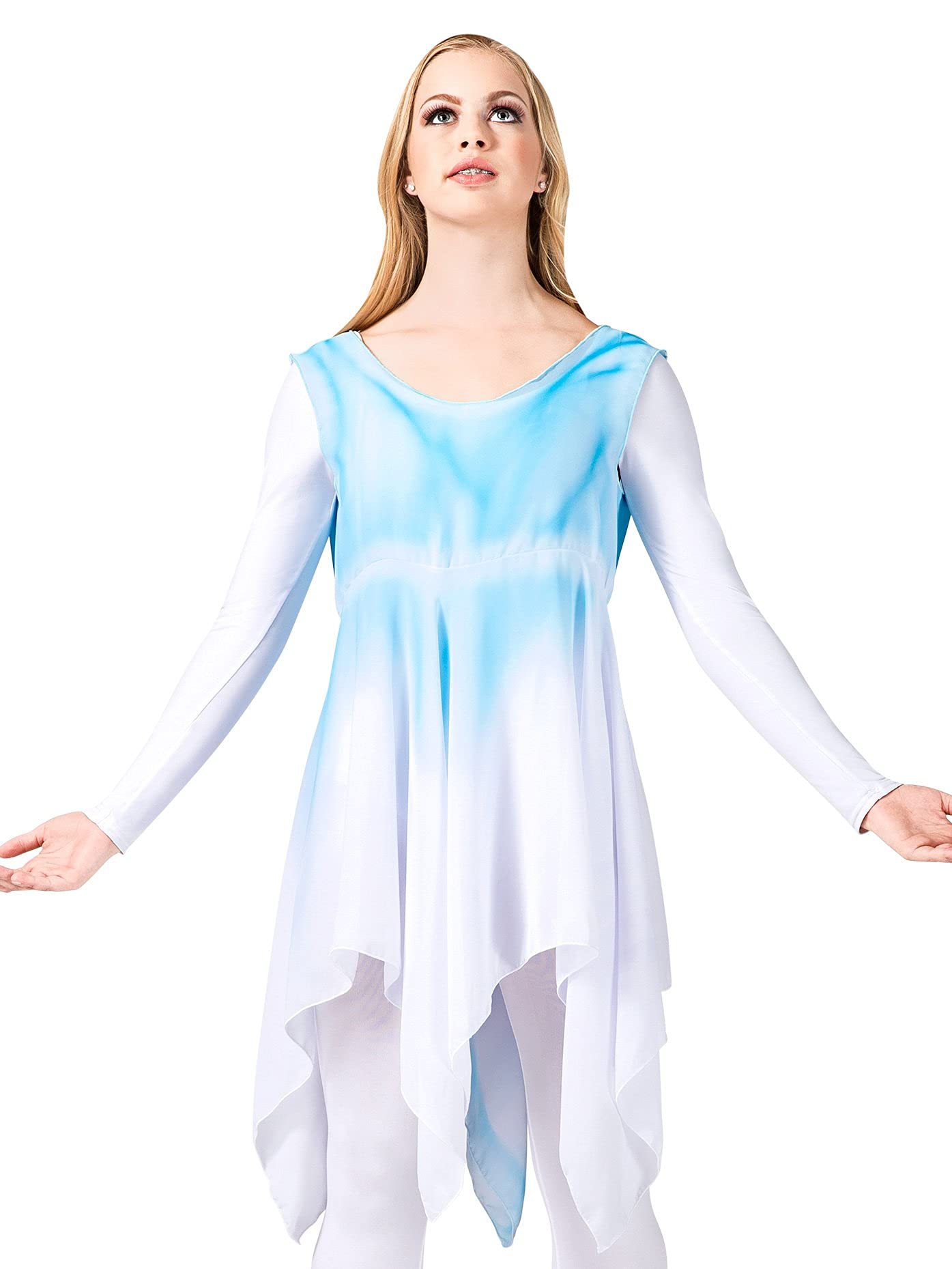 Hand-Painted Watercolor Plus Size Women's Dress - Elegant Floral Handkerchief Hem for Casual Wear & Special Occasions