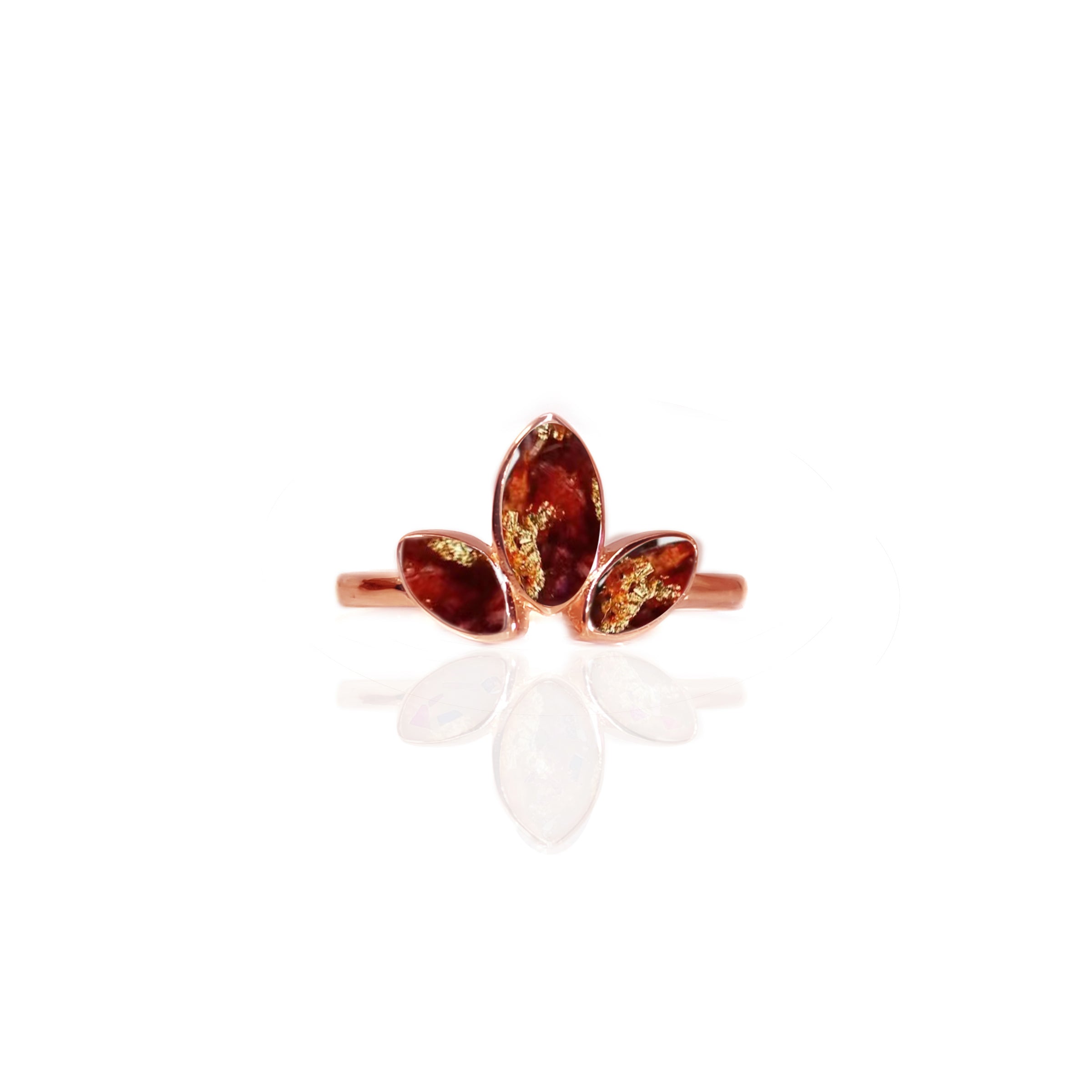 Solid Gold Clover Dried Flower Ring for Weddings, Funerals & Special Occasions - Elegant Botanical Jewelry Gift for Women