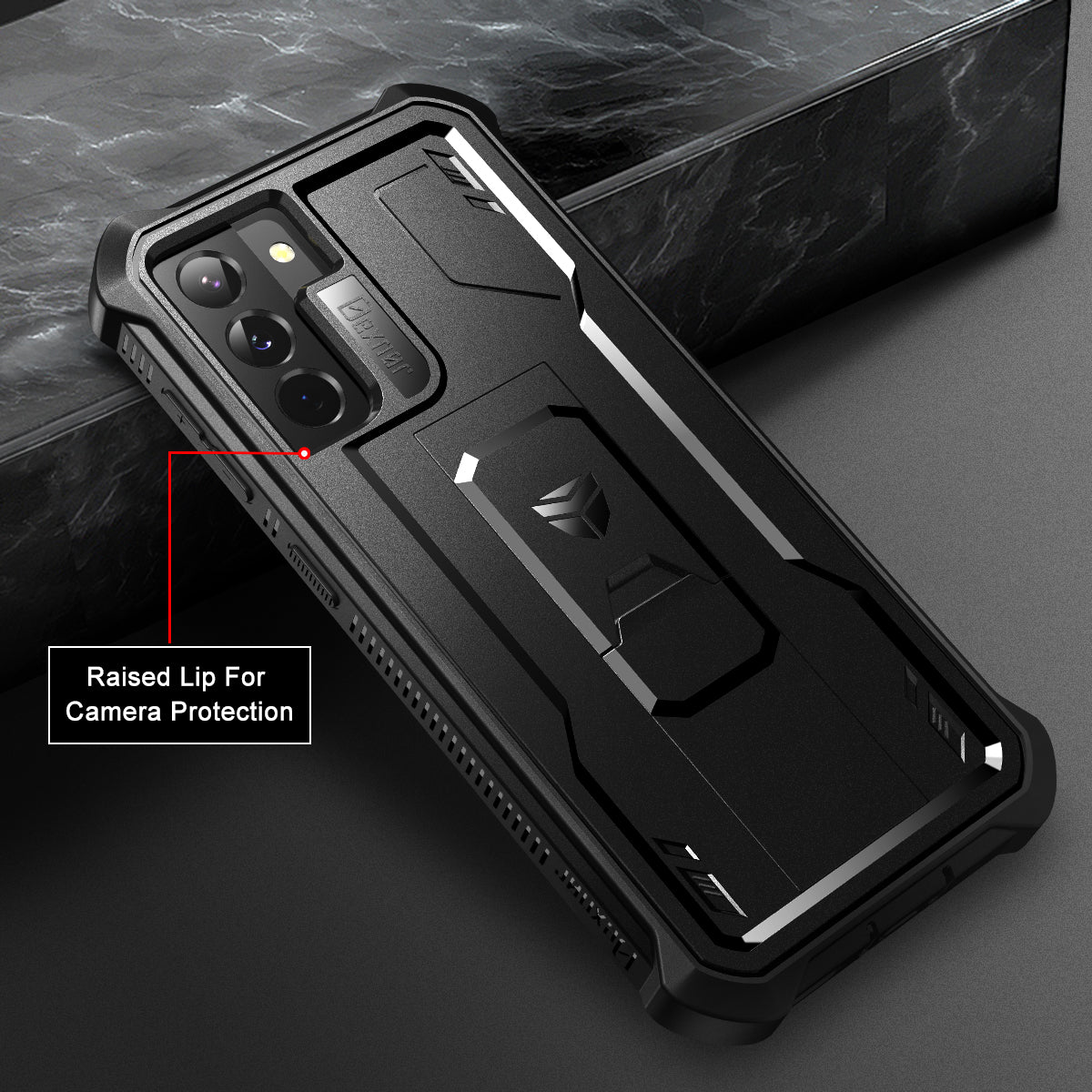 Dexnor Heavy Duty Shockproof Rugged Case for Samsung Galaxy S21 Plus with Built-in Kickstand & Screen Protector - Perfect for Outdoor, Work & Travel Protection
