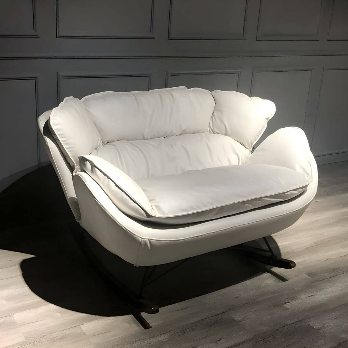 Modern Indoor Rocking Chair with Black Upholstery - Non-Scratch Recessed Arm Design - Perfect for Living Room, Nursery & Relaxation