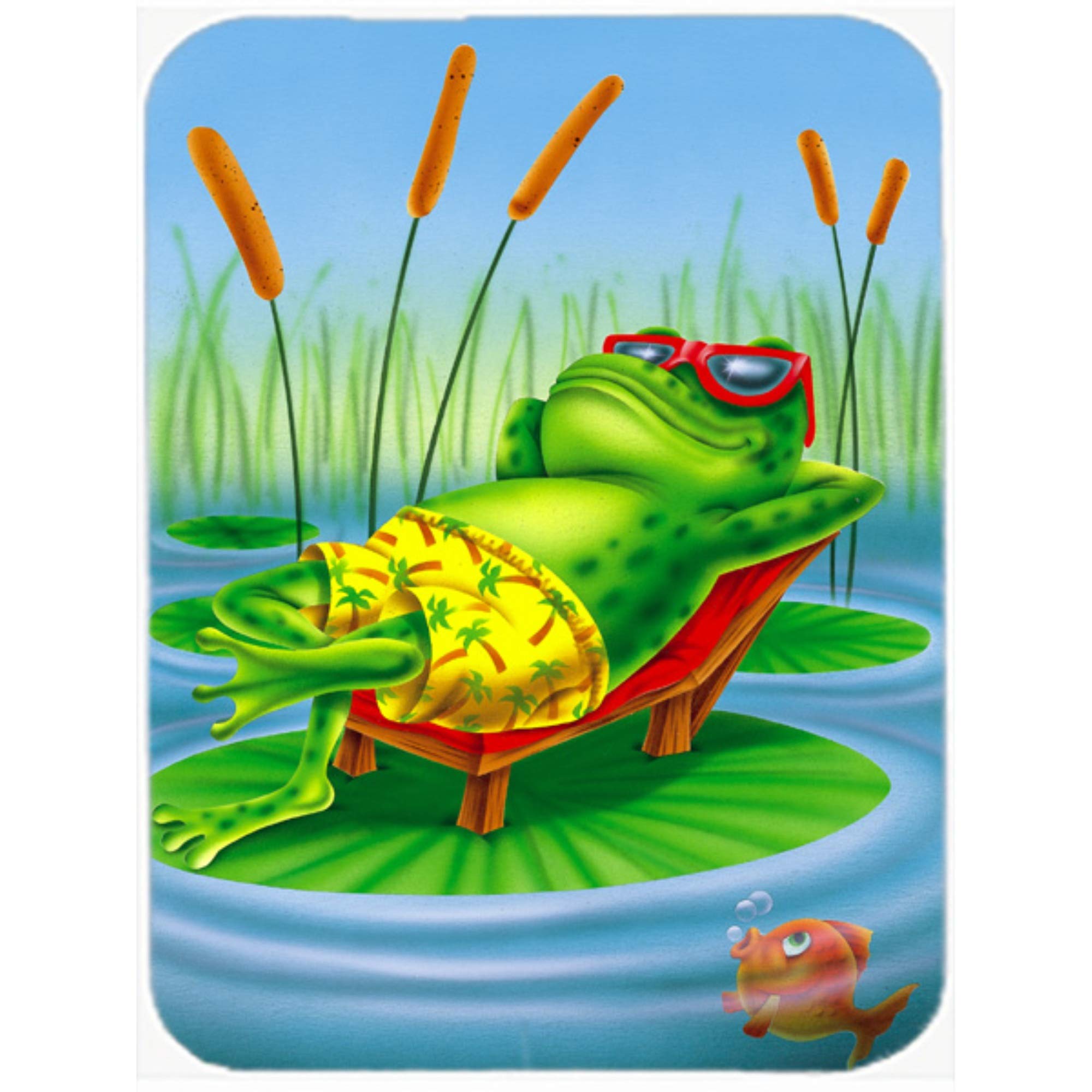 Caroline's Treasures Frog Chilaxin on Lily Pad Mouse Pad - Large Washable Non-Slip Desk Mat for Home Office, Gaming & Computer Work | Perfect for Laptops, Hot Pads & Trivets | Cute Home Decor & Functional Workspace Accessory