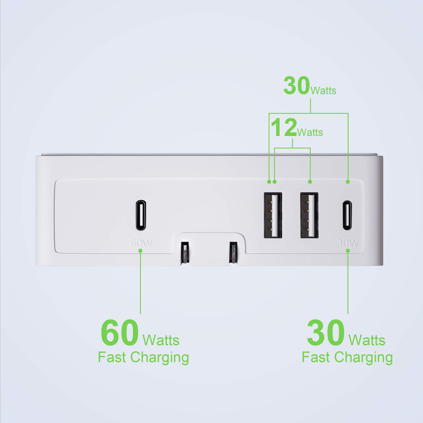90W 4-Port USB C Fast Charger with PD 3.0 & PPS - Compatible with MacBook, Dell XPS 13, iPhone 14/13/12 Series, Galaxy S22/S21/S20, iPad Pro - Perfect for Home, Office & Travel Charging Multiple Devices Simultaneously