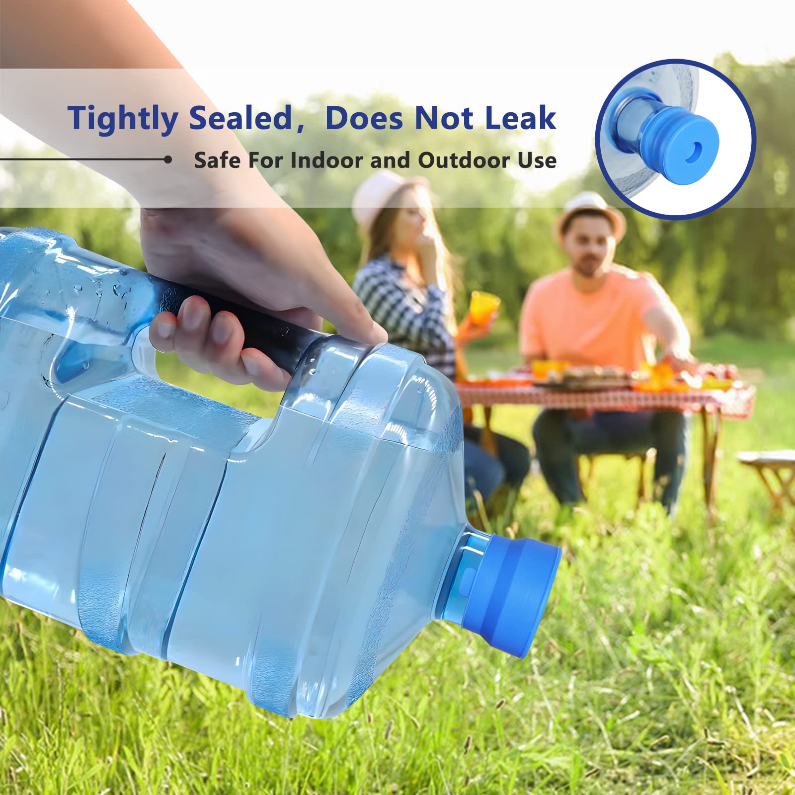 5 Gallon Water Jug Caps - 4 Pack Reusable Silicone Water Jug Lids with Anti-Leak Design | Perfect for Water Coolers, Camping, Emergency Kits & Home Storage