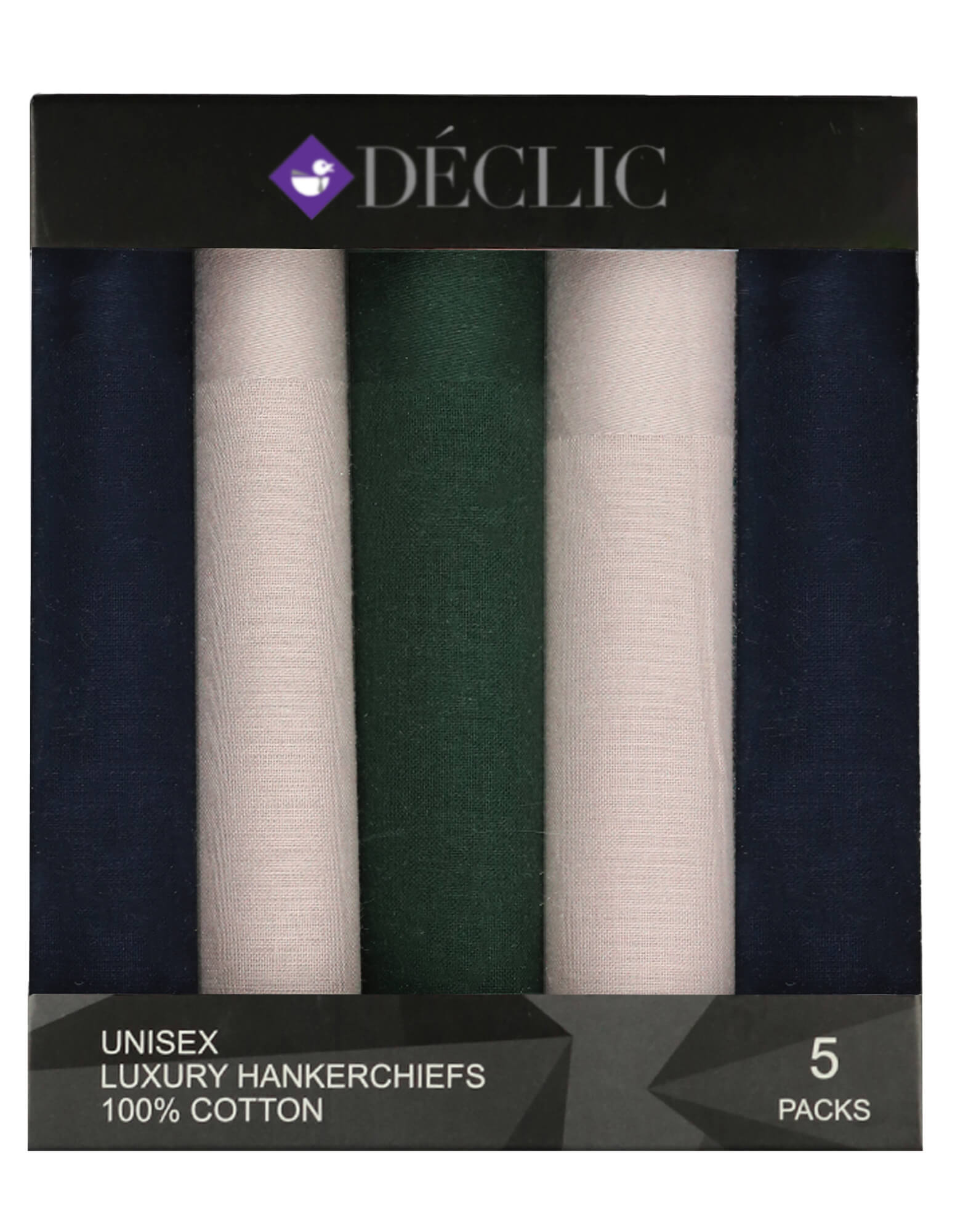 DÉCLIC Soft Cotton Handkerchiefs (5 Pack) - Premium Breathable Fabric for Everyday Use, Travel, and Work - Ideal for Men & Women
