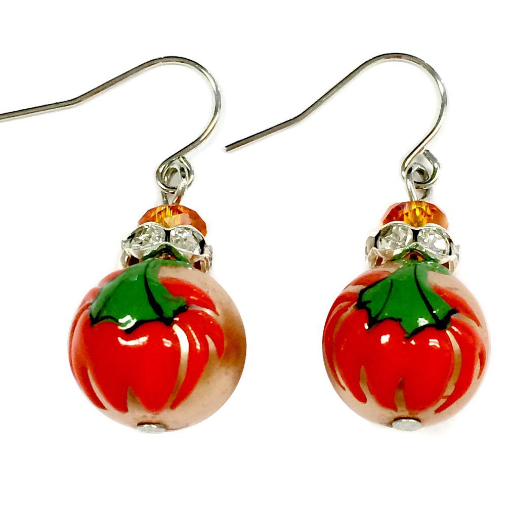 Handmade Fall Earrings with Painted Glass Beads - French Hook Dangle Earrings in Multicolor | Perfect for Autumn Outfits, Thanksgiving, and Holiday Parties