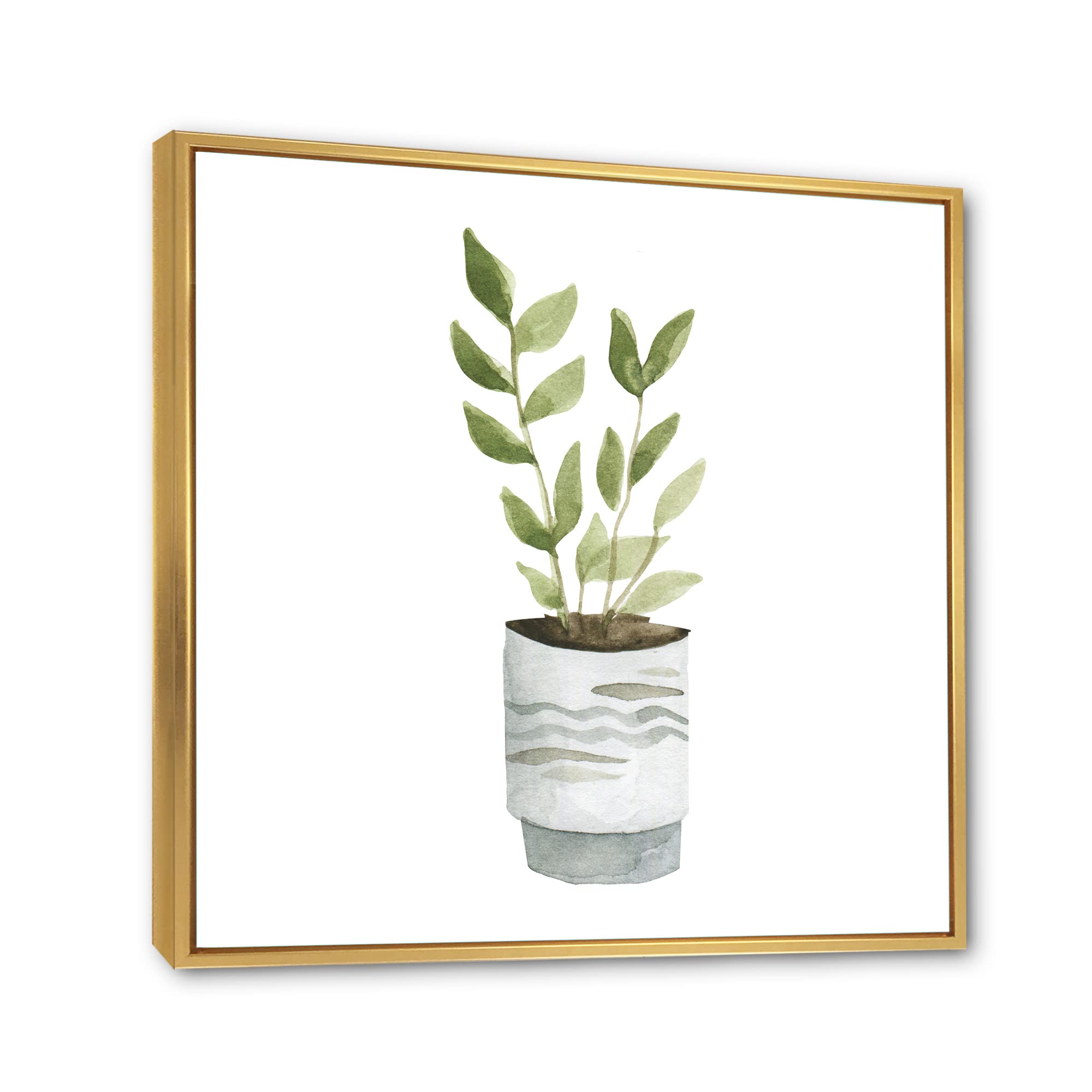 Indoor Green Home House Plants II - Traditional Framed Canvas Wall Art Print | Botanical Decor for Living Room, Bedroom & Office