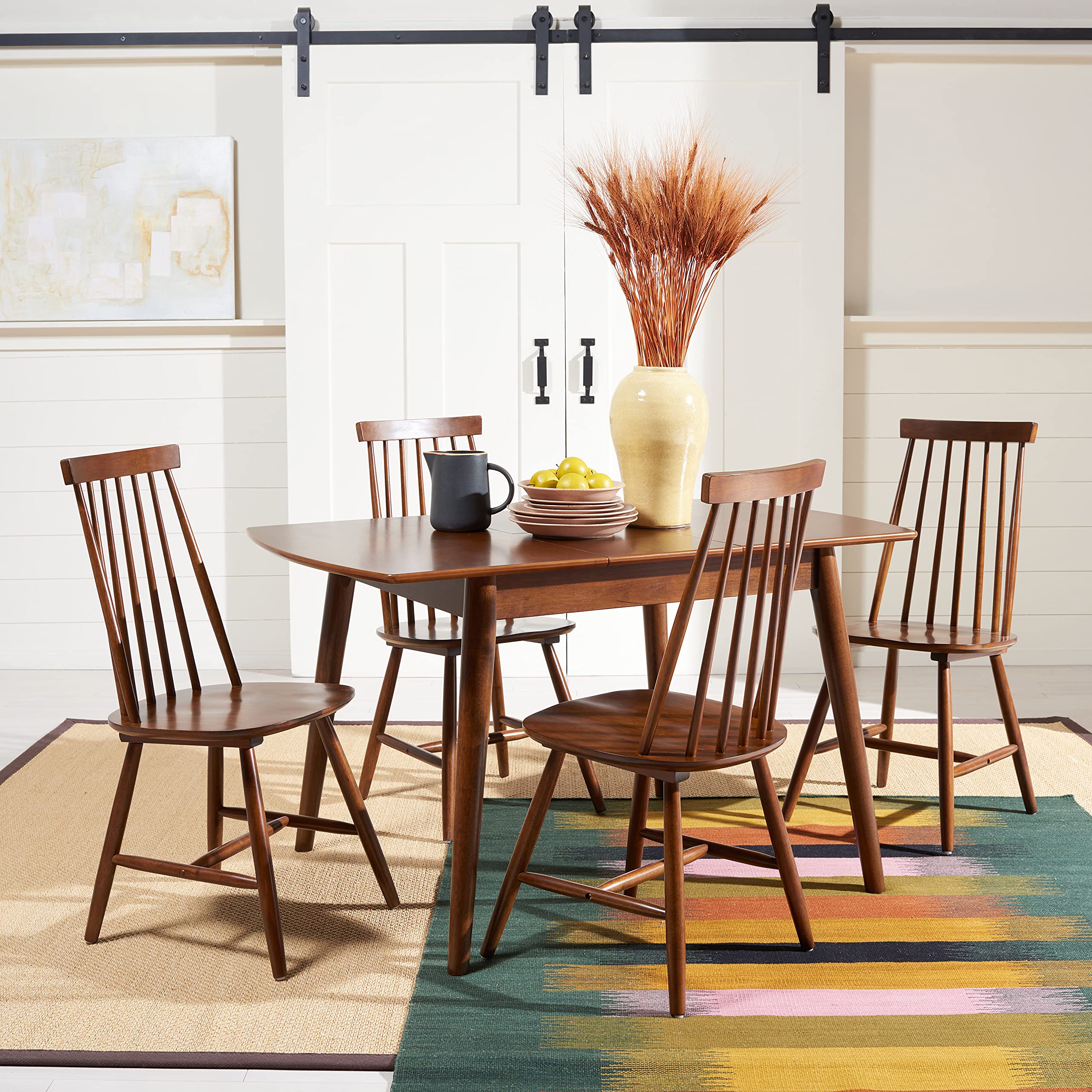 SAFAVIEH Home Collection Varda Walnut Manual Extension Dining Table - Expandable Wooden Table for Small Space Dining Rooms & Entertaining Guests