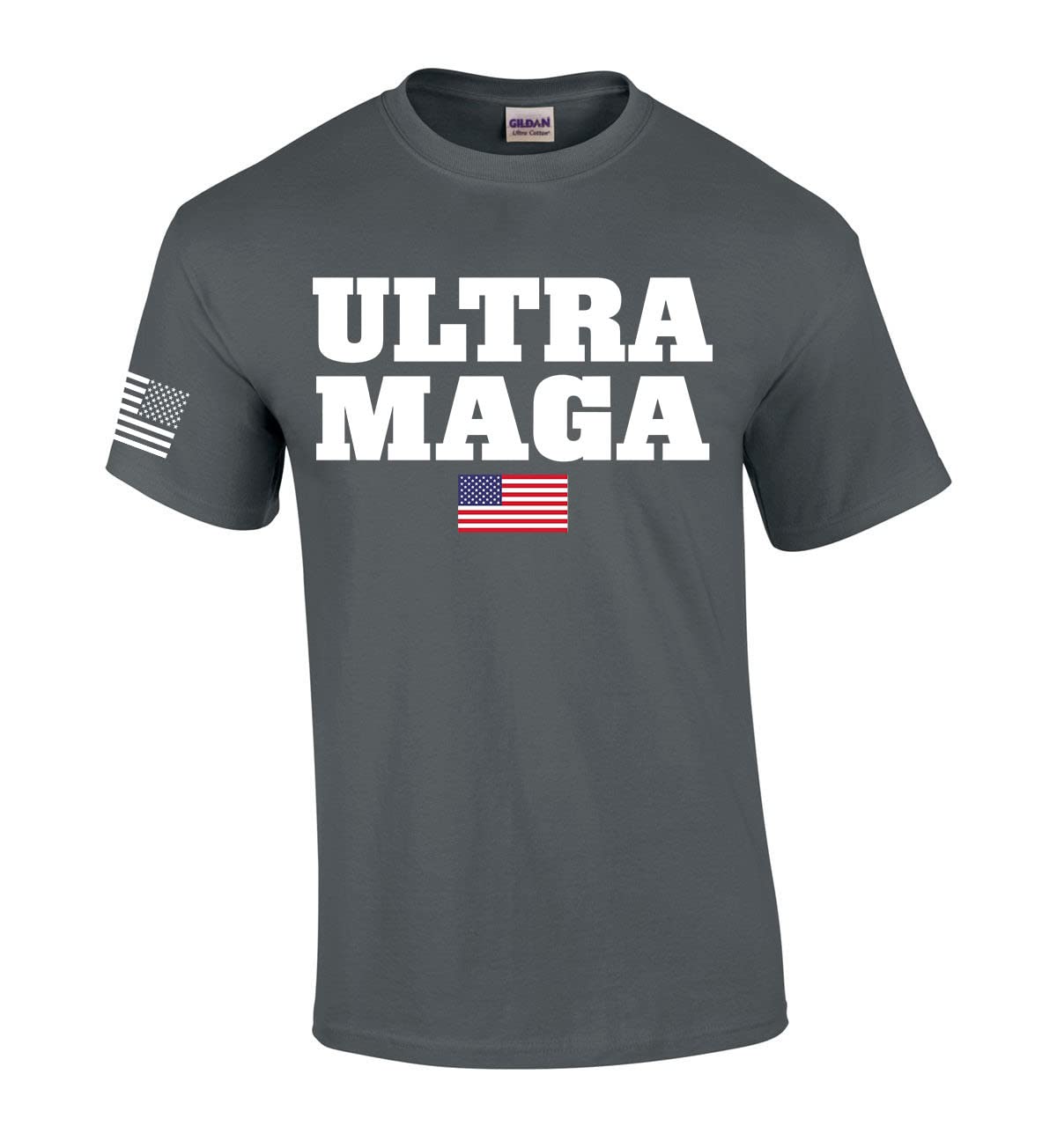 Ultra MAGA Trump USA Patriotic American Flag Graphic T-Shirt for Men - Short Sleeve Casual Tee for Political Rallies, Fourth of July & Conservative Events