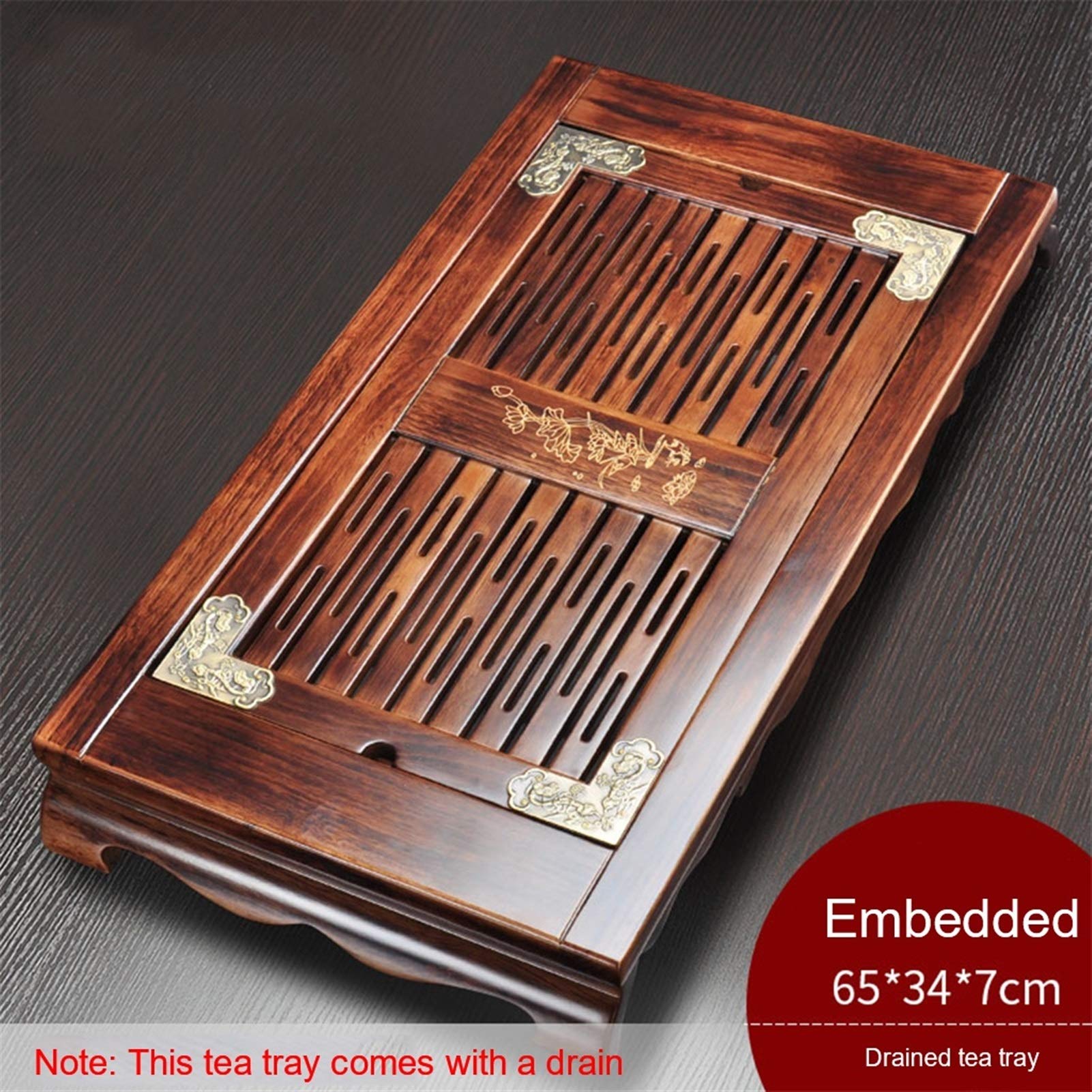 Premium Gongfu Tea Set with Bamboo Tray - Chinese & Japanese Style Tea Ceremony Set with Drainage System - Water Storage Tea Serving Tray & Box - Traditional Kung Fu Tea Table Accessories for Home & Office Tea Parties (Color: Brown)