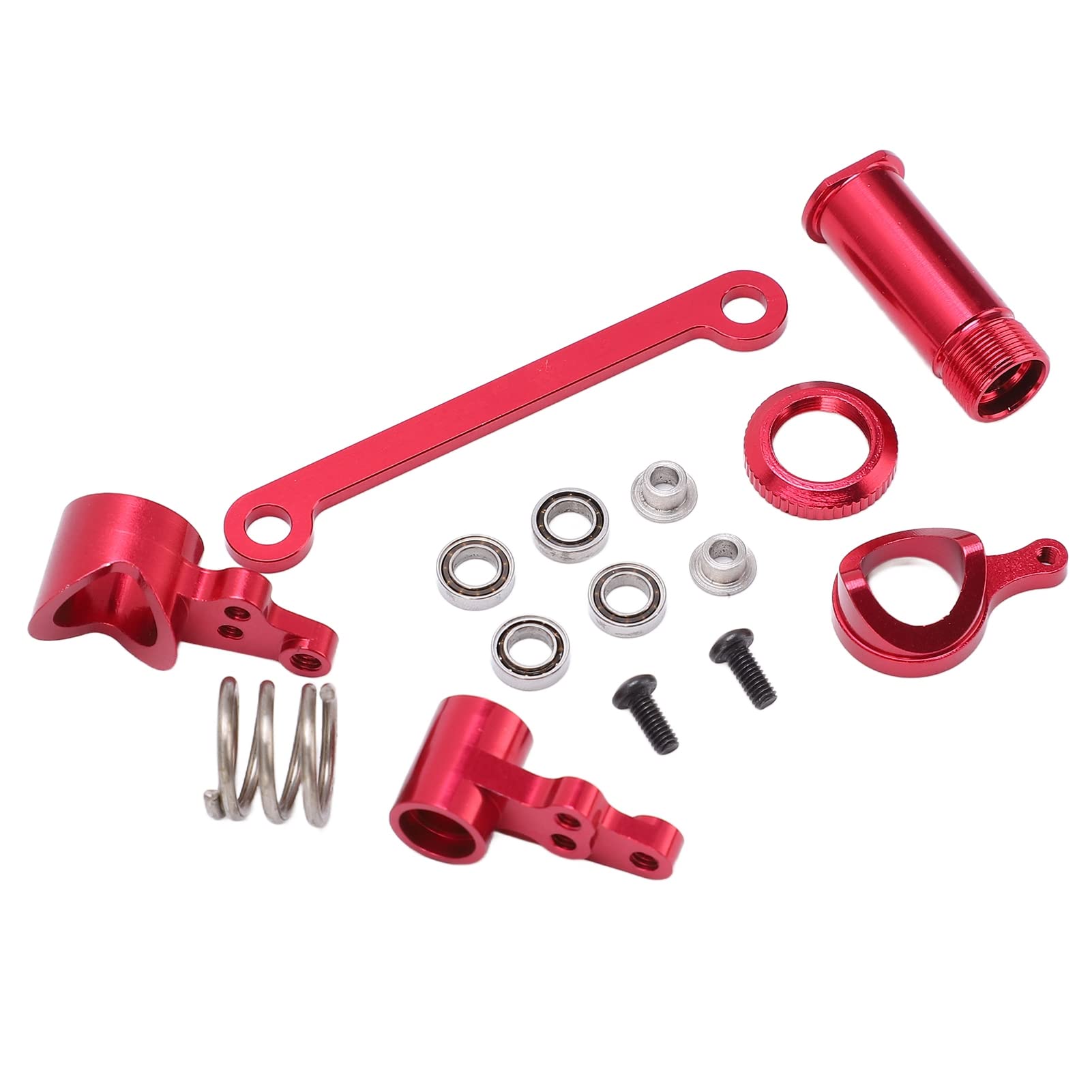 High-Performance Aluminum Alloy RC Steering Knuckle Assembly - 1/14 Scale Upgrade Parts for RC Racing Cars, Trucks & Crawlers (Red) - Durable Model Car Accessories for Off-Road Racing & Crawling Adventures