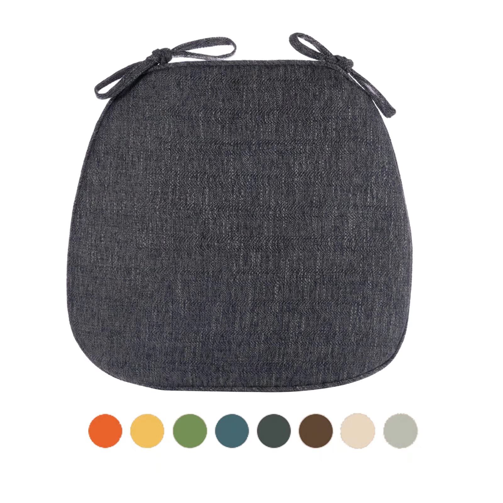GAKYOUR 6-Pack Dining Chair Cushions with Ties - Comfortable Kitchen Seat Pads for Indoor & Outdoor Use - All-Season Dark Grey Chair Cushions for Dining Room, Patio, Garden