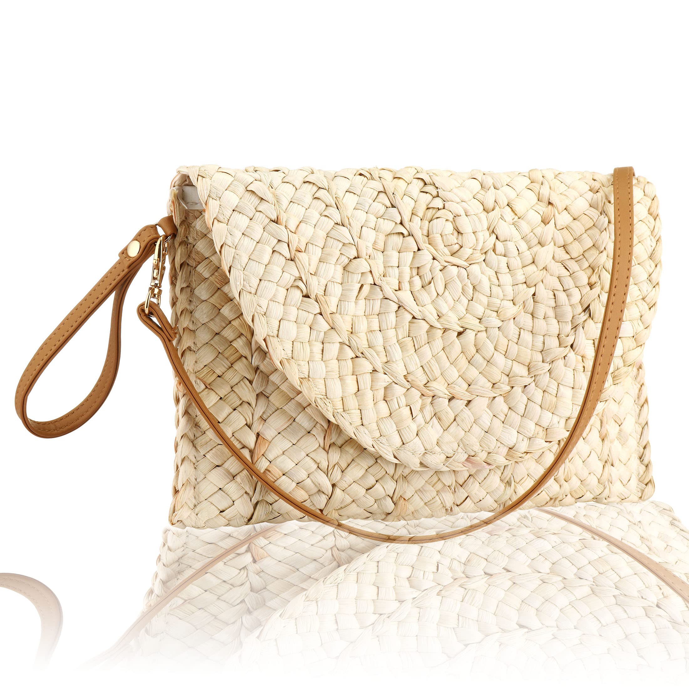 Women's Woven Straw Crossbody Bag - Stylish Retro Shoulder Purse for Beach, Summer & Casual Outings | Eco-Friendly Straw Clutch Handbag for Women