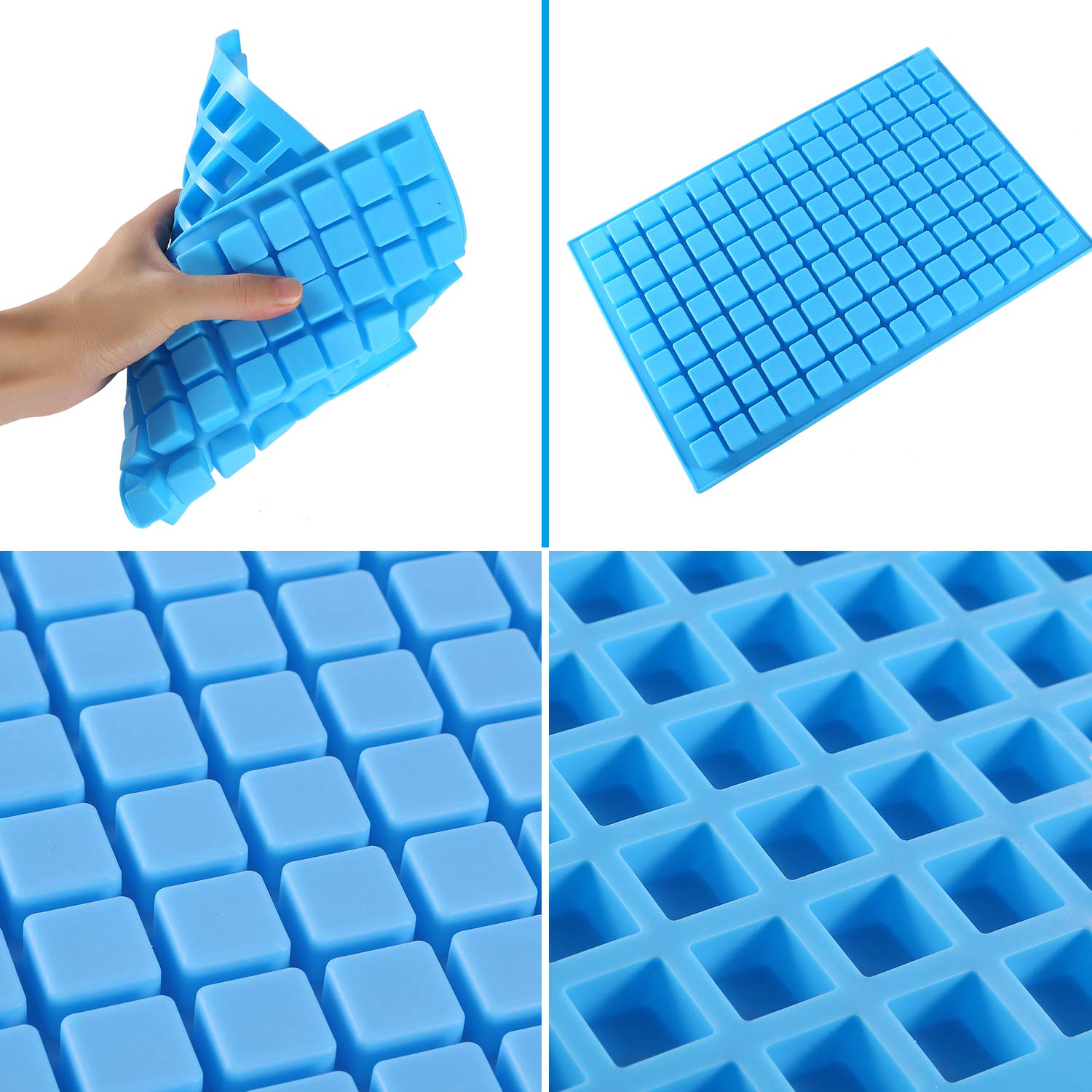 Premium Silicone Candy Molds - 2 Pack (126 Cavities) for Chocolate, Gummies, Jelly, Truffles & Caramels | Mini Square Ice Cube Tray | Perfect for Baking, Party Favors & DIY Desserts