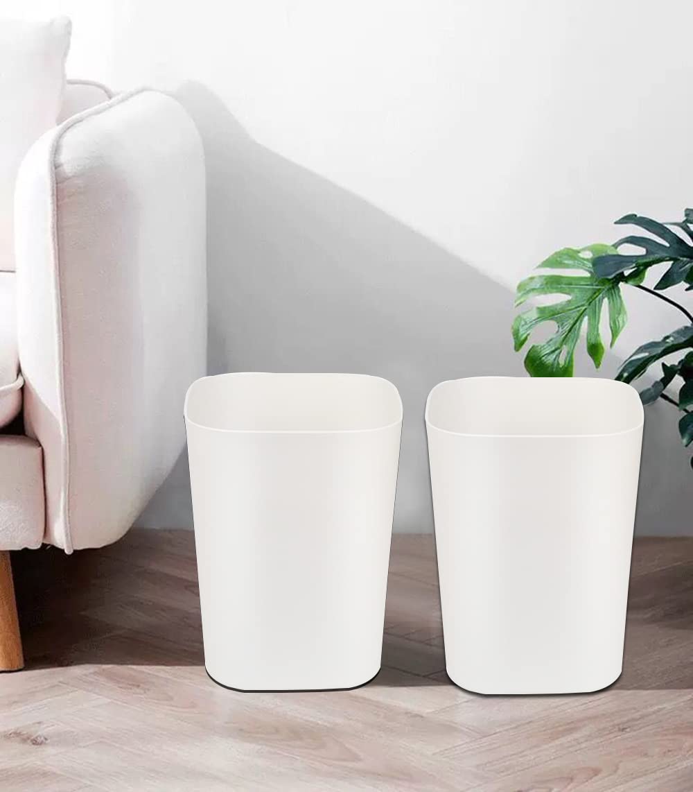 Besli 2 Gallon Small Trash Can - Mini Wastebasket for Bathroom, Bedroom, Kitchen & Office - Compact Garbage Bin with Lid (White, 2 Pack) - Perfect for Small Spaces & Home Organization