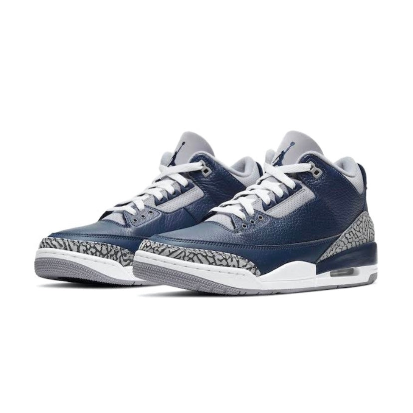 Air Jordan 3 Retro Sneakers - Georgetown Navy Grey White Basketball Shoes for Men - Perfect for Streetwear, Casual Outfits & Court Performance