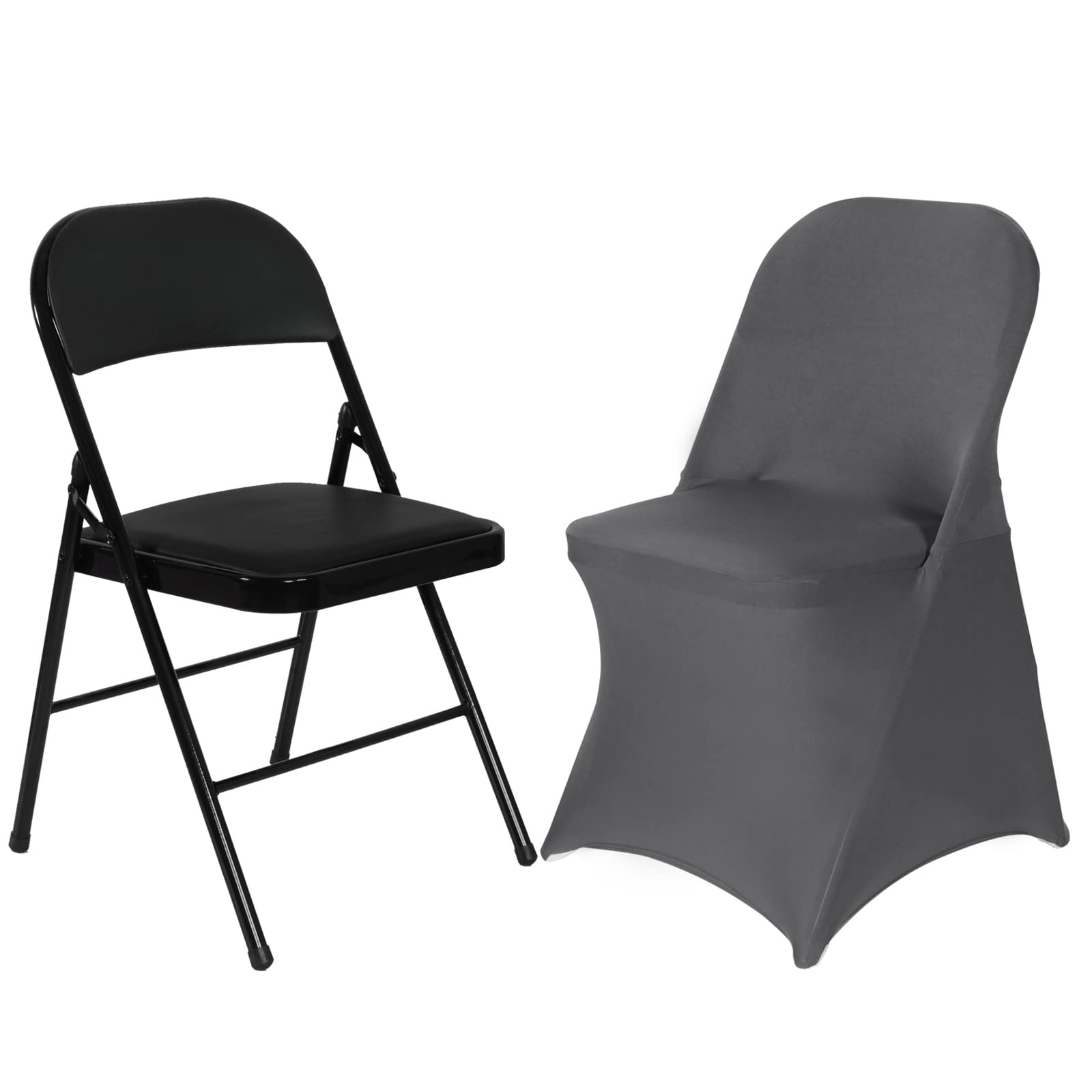 HAINARverS 10pcs Stretch Spandex Washable Chair Covers for Wedding, Party, Banquet, Birthday & Conference - Gray Fabric Decoration Covers - Perfect for Indoor/Outdoor Events & Special Occasions