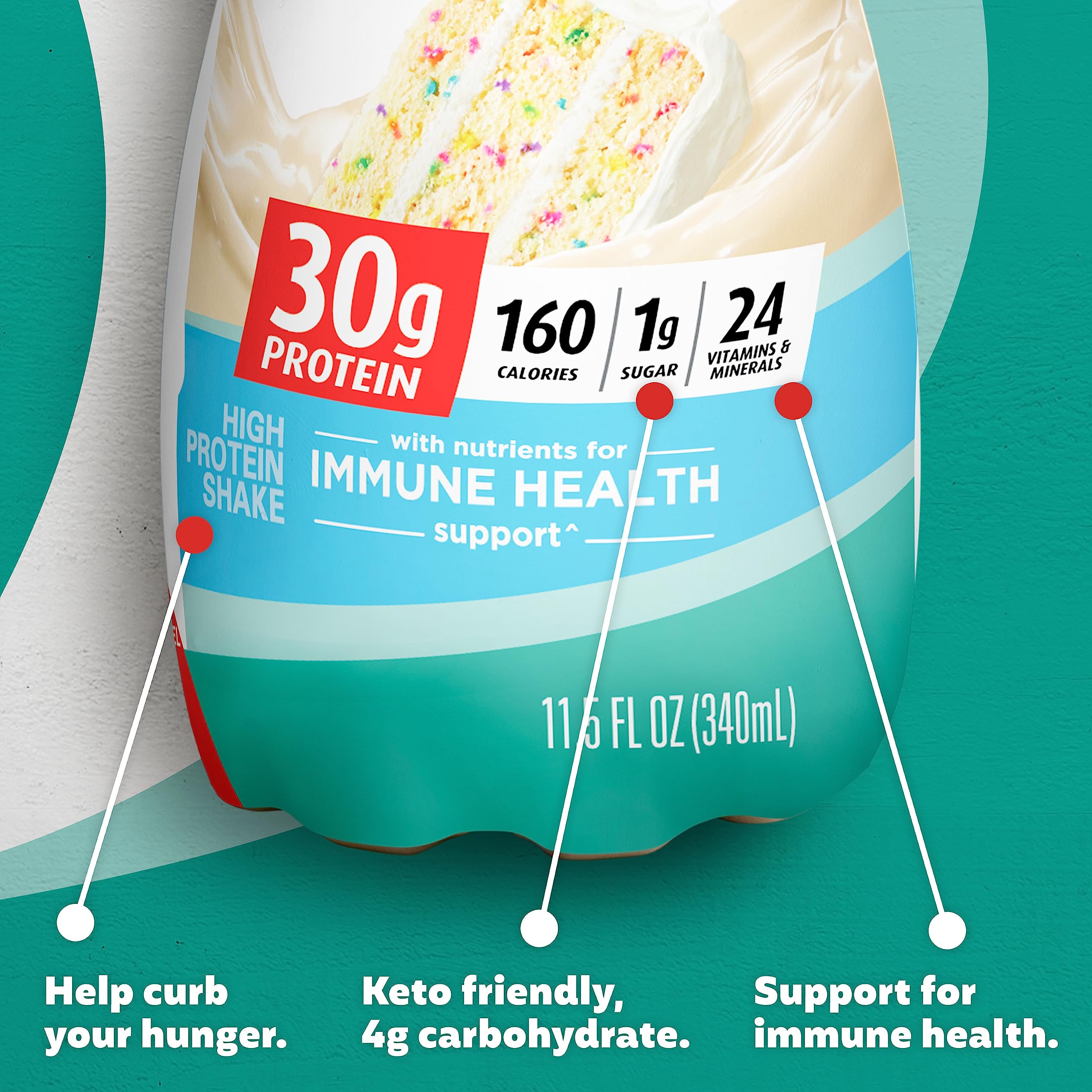 Premier Protein Shake - Cake Batter Flavor, 30g High Protein, 1g Low Sugar, 24 Essential Vitamins & Minerals for Immune Support, 11.5 Fl Oz (12 Pack) - Perfect for Post-Workout Recovery, Meal Replacement & Healthy Snacking