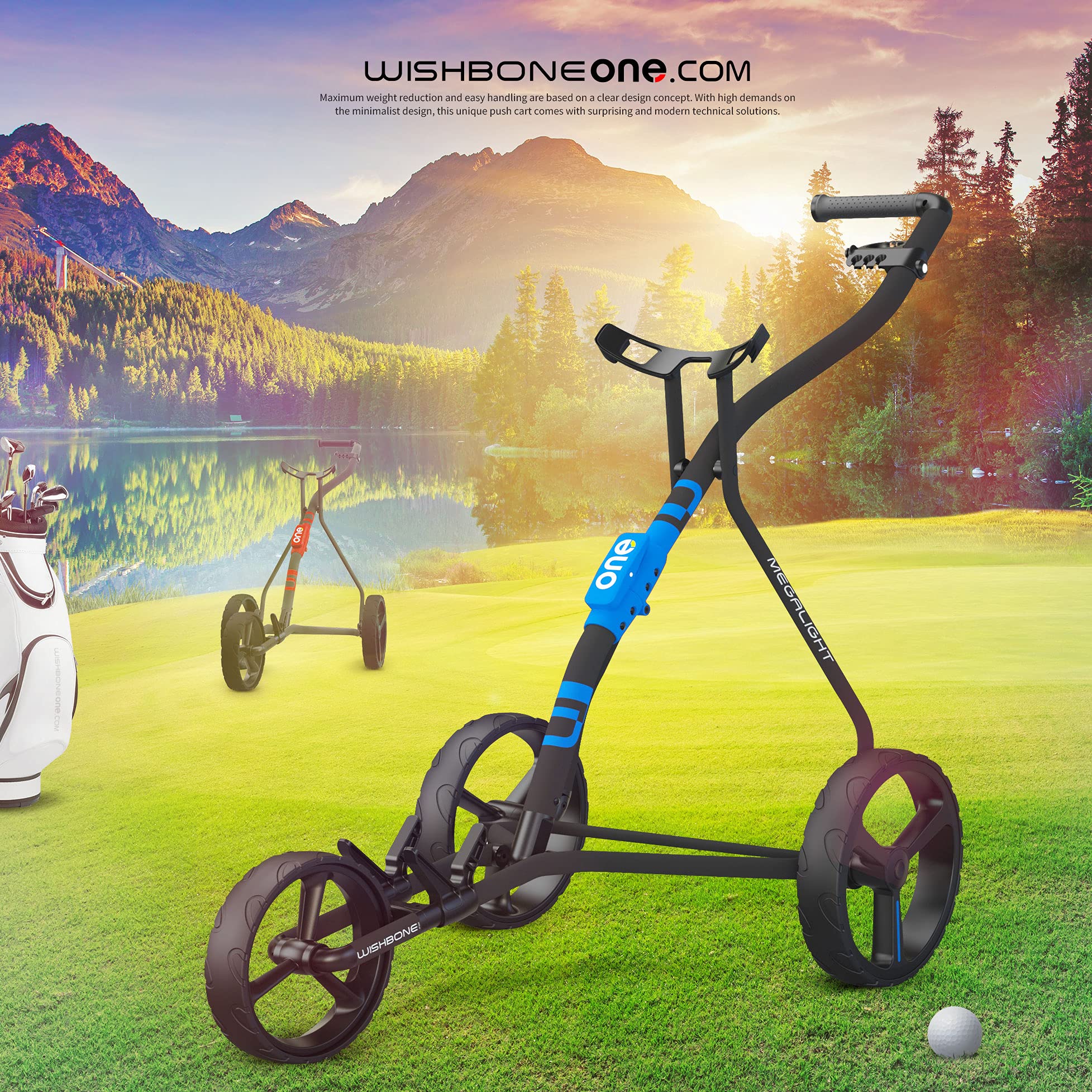 Lightweight Golf Push Cart with Wishbone Design - Premium Durable Materials for Easy Maneuvering | Perfect for Golfers, Seniors & Course Walking Enthusiasts
