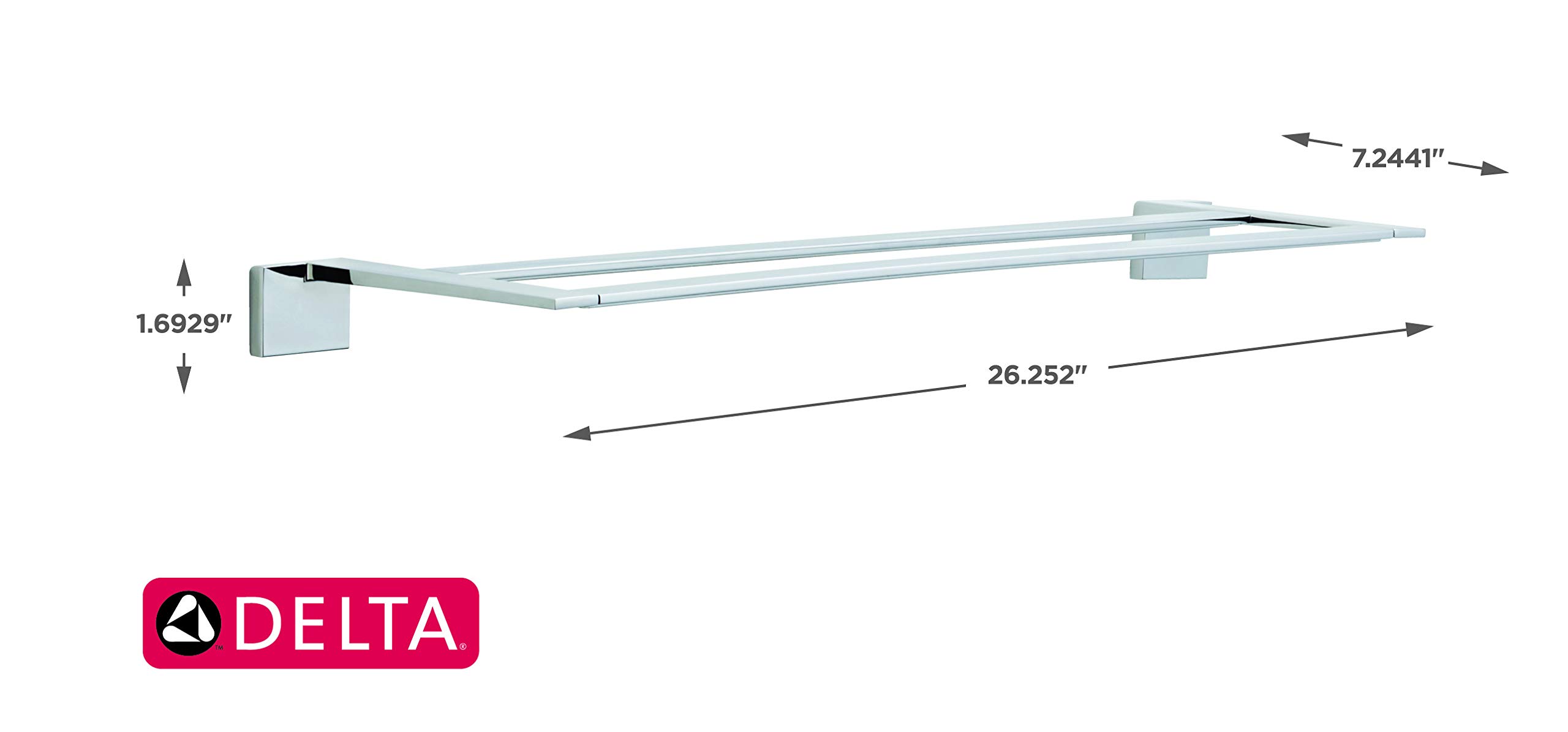 Delta Faucet 77725 Vero 24-Inch Double Towel Bar in Polished Chrome - Perfect for Bathroom & Kitchen Towel Organization
