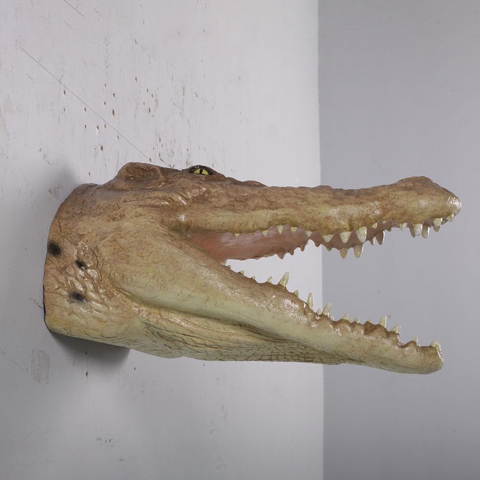 Handmade Crocodile Head Wall Decor Statue - Realistic Reptile Animal Sculpture for Home & Office Decoration | Perfect for Jungle Theme Rooms, Man Caves, and Wildlife Lover Gifts