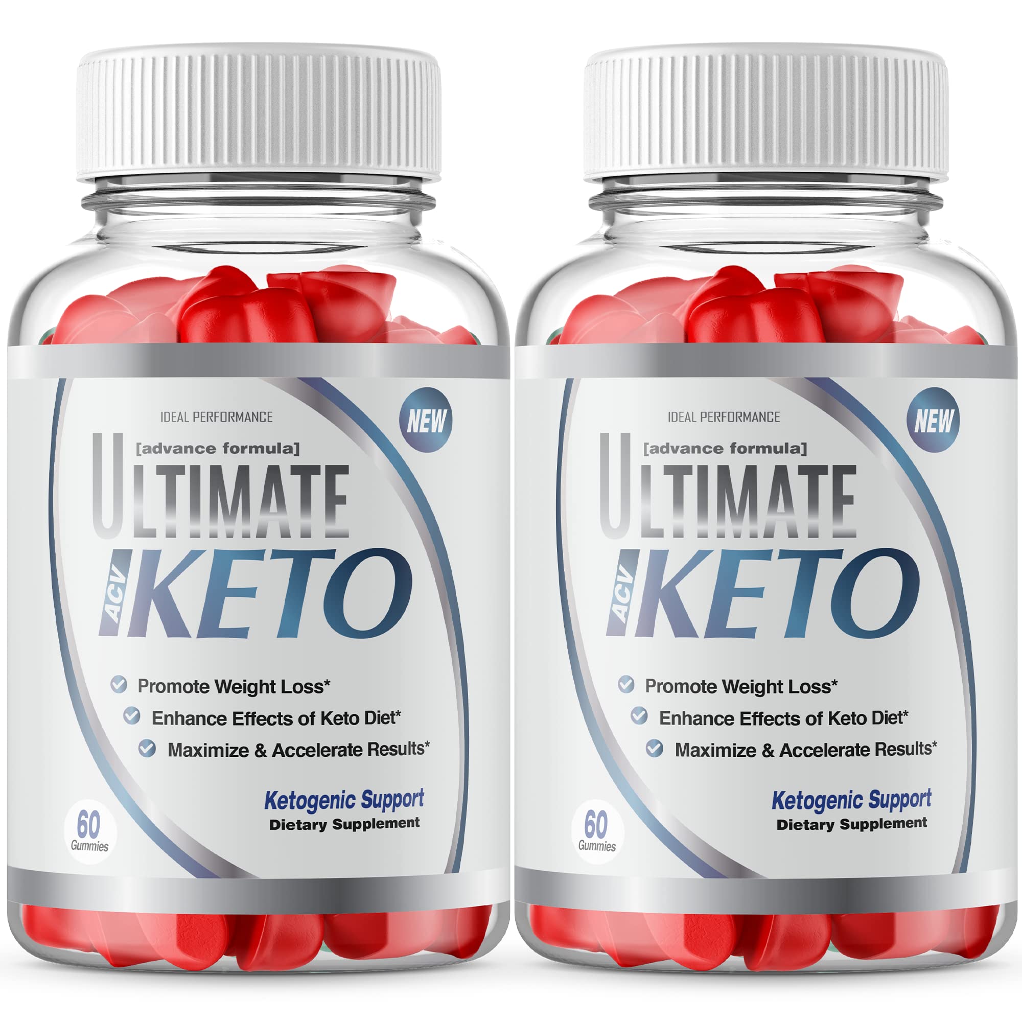 Ultimate Ketos Gummies - Sugar Free Keto Gummy Vitamins (2 Pack, 120 Count) - Perfect for Low Carb Diet & Weight Management