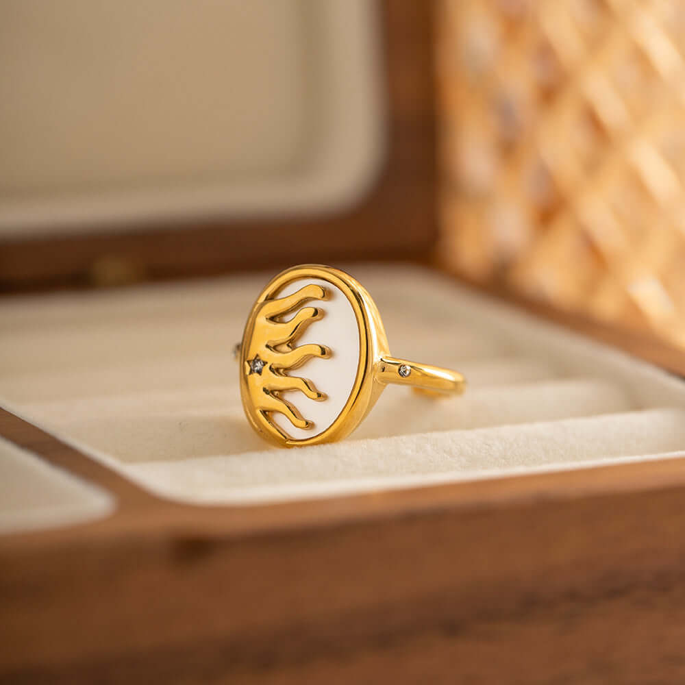 18K Gold Shell Midi Ring for Women - Elegant Thumb Ring Jewelry Gift (JDR001) | Perfect for Parties, Weddings & Everyday Wear