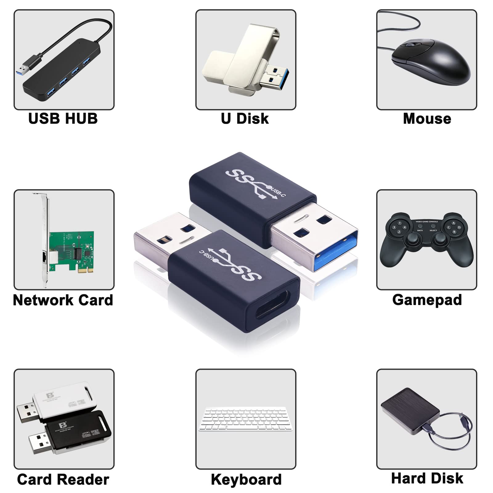 USB A to USB C Adapter (4 Pack) - USB A Male to Type C Female Extender, USB 3.1 Gen 1 Converter for Smartphones, Laptops, Tablets - Perfect for Charging, Data Transfer & Device Connectivity
