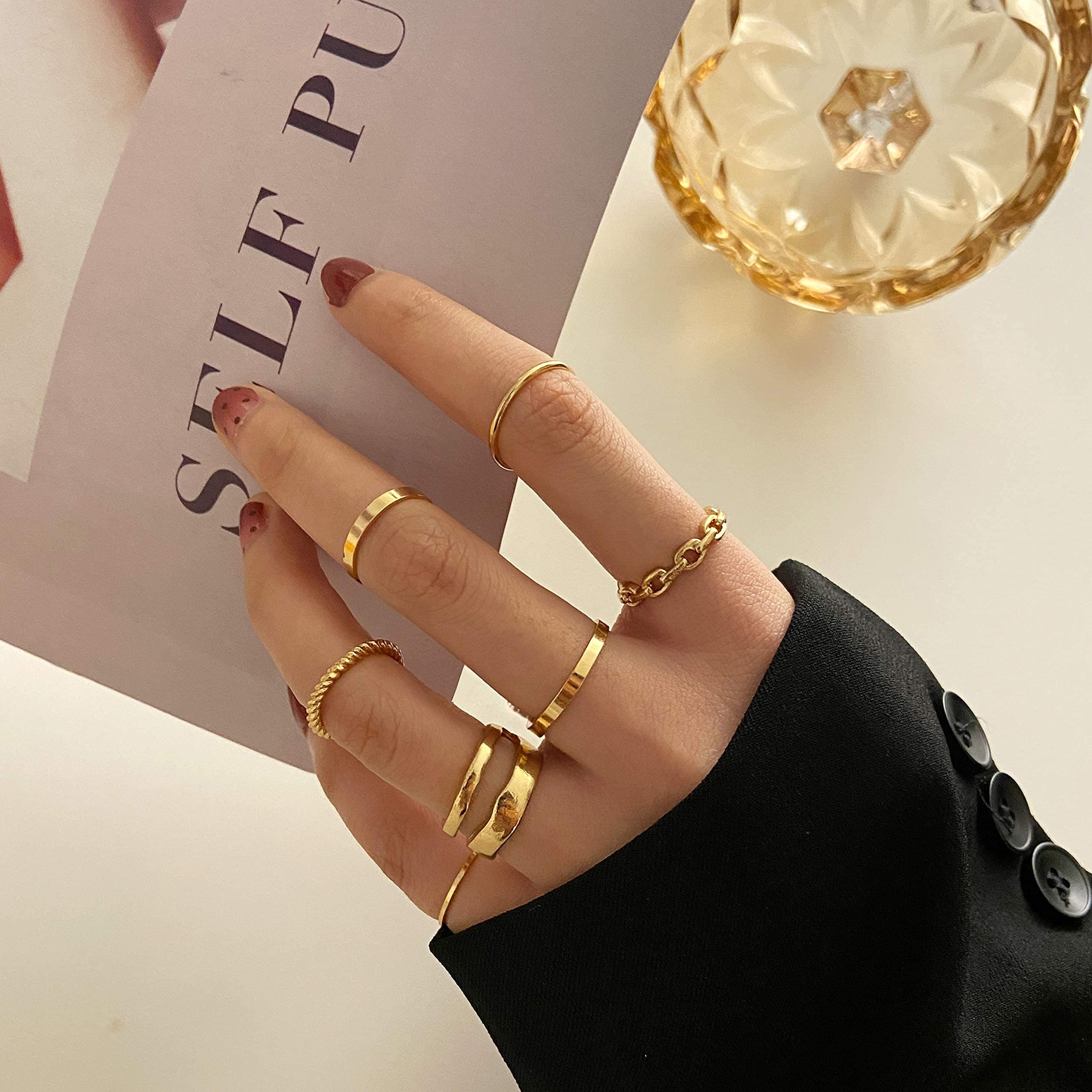 Vintage Silver & Gold Punk Knuckle Rings Set for Men & Women - Gothic Open Finger Rings for Punk Rock Fashion & Everyday Wear