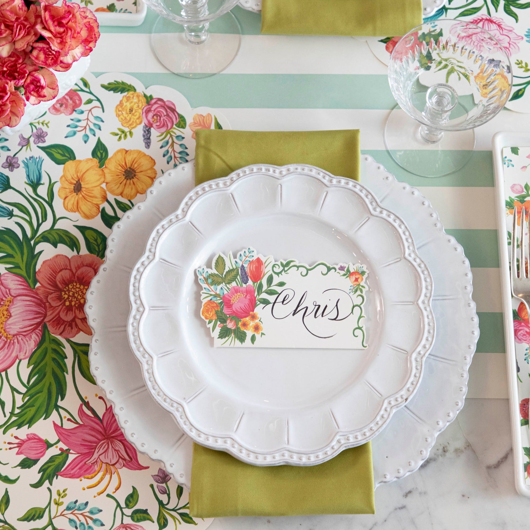 Sweet Garden Floral Die-Cut Placemat - Elegant Table Setting for Dining, Parties & Home Decor