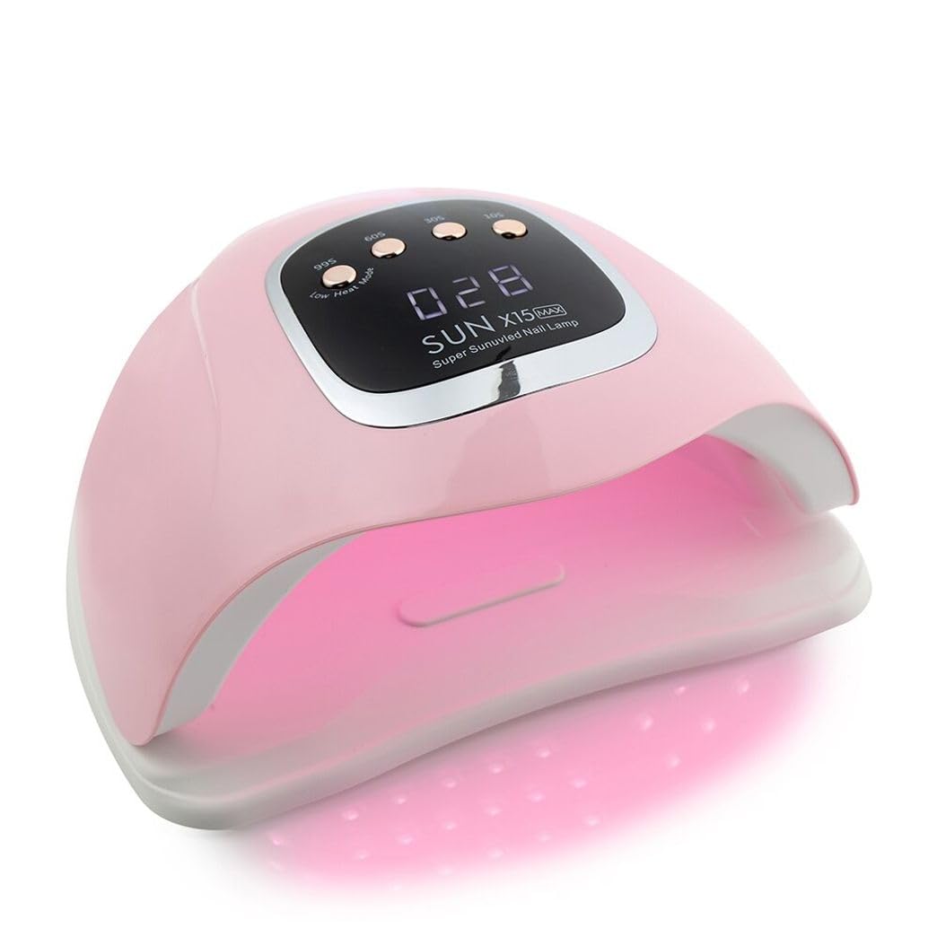 Professional 280W UV LED Nail Dryer Lamp - 66 High-Power LEDs for Fast Curing Gel Polish | Auto-Sensing Technology | Pink Lady & Ice White Design | Perfect for Home Salon, Nail Art Studio & Pedicure Services (Sun X15 Max Model)