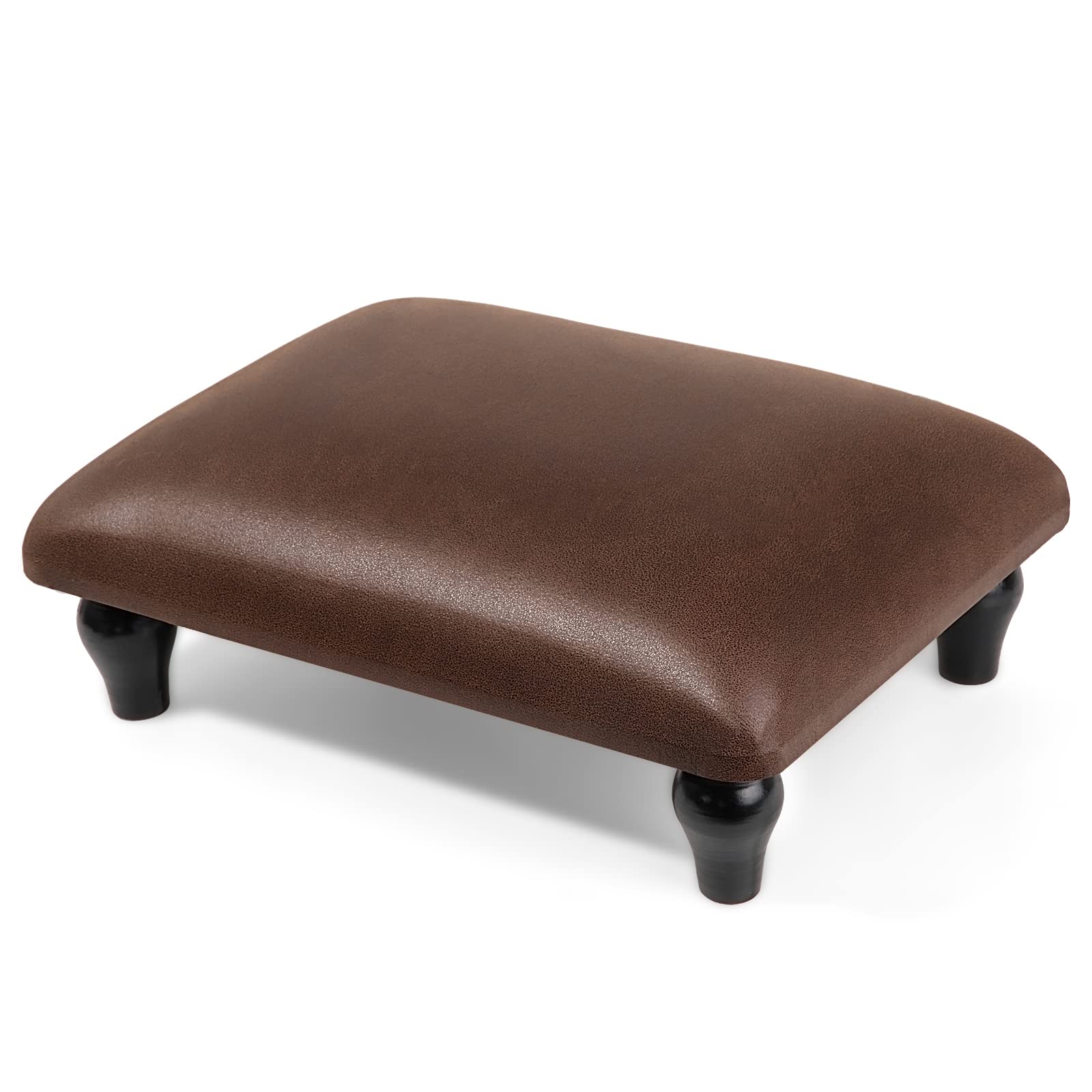 Sturdy Wooden Foot Stool Ottoman with Padded Upholstery - 5.9