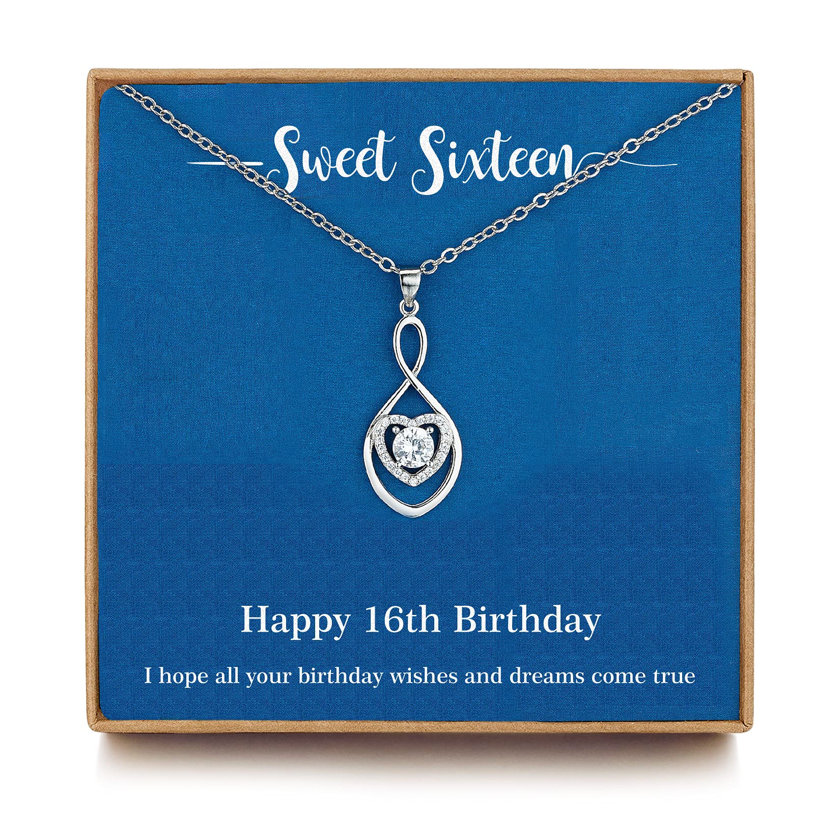 16th Birthday Gifts for Girls - Infinity Heart Sterling Silver Necklace with Jewelry Box | Meaningful Sister Gift, Valentine's Day, Anniversary & Christmas Present for Women | Perfect for Special Occasions & Everyday Wear (N02B)