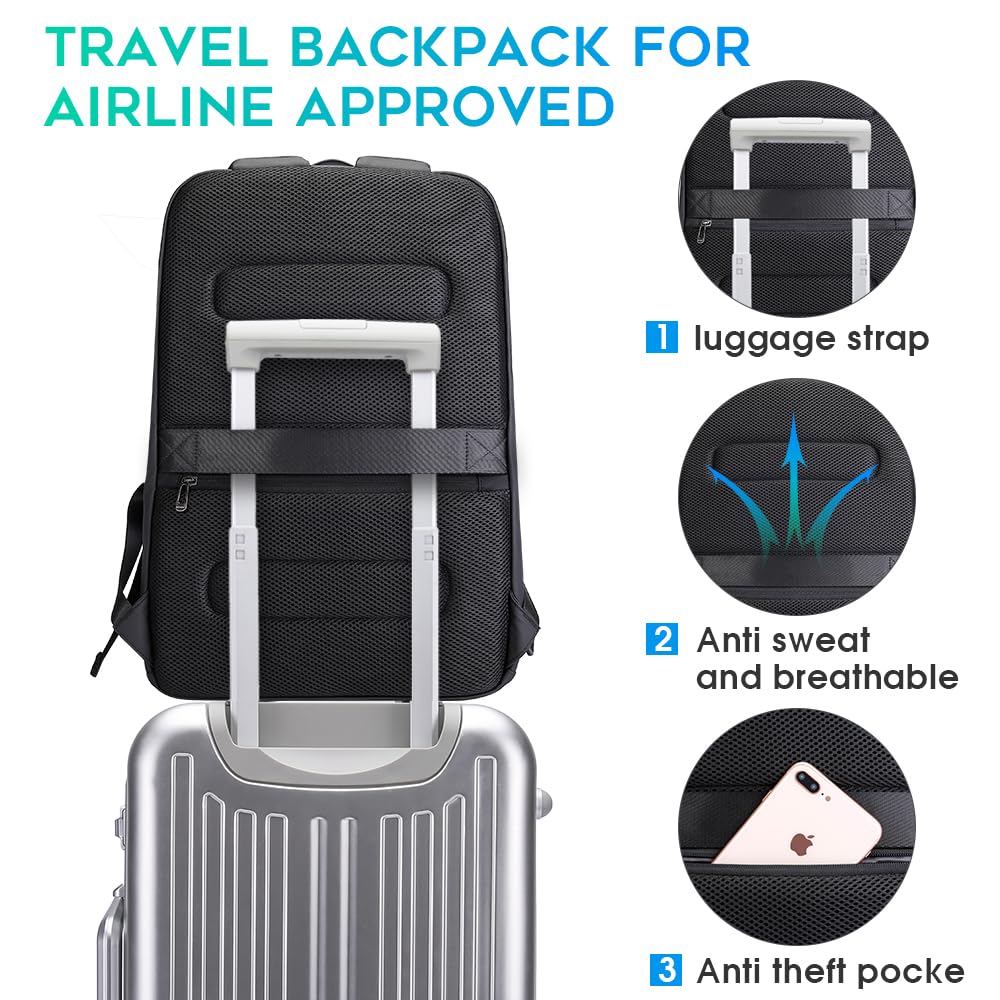BANGE Business Smart Backpack - Waterproof 15.6 Inch Laptop Backpack with USB Charging Port, Durable Travel Backpack for Work, Commuting & Business Trips