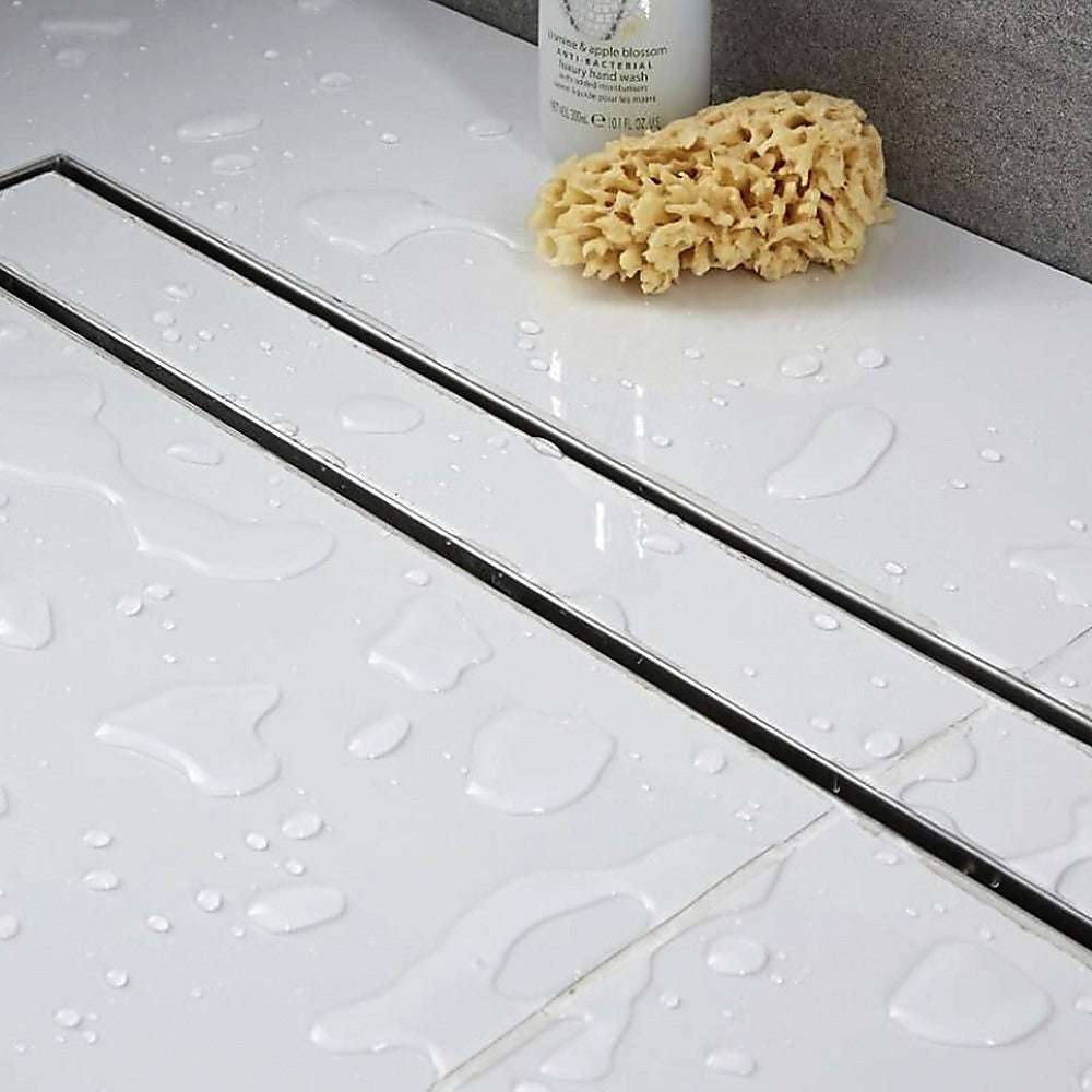 Stainless Steel Shower Drain Grate 1200mm - Center Outlet Tile Insert Bathroom Floor Waste - Ideal for Modern Bathrooms, Wet Rooms, and Walk-In Showers