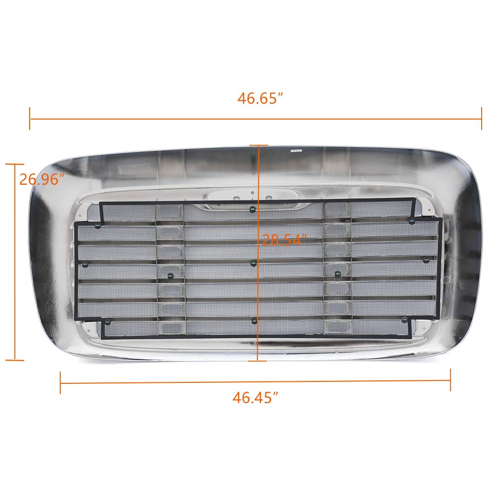 Chrome Triple Plated Front Hood Radiator Grill Grille with Bug Screen for Freightliner Columbia 2000-2008 | Replacement for A1715251002 & A1715251003 | Perfect for Truck Upgrades & Highway Protection