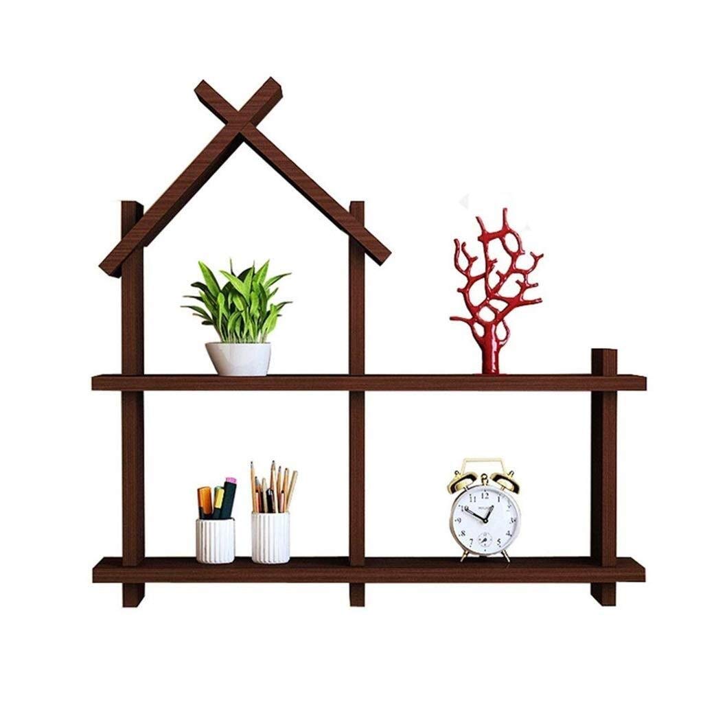 HLR Floating Wall Shelves - Narrow Wooden Bookshelf for Books, DVDs, CDs & Small Decor Display - Brown - Perfect for Living Room, Bedroom & Office Organization