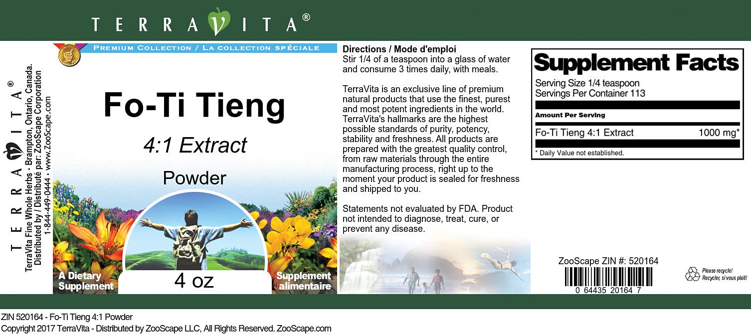 Fo-Ti Tieng 4:1 Extract Powder (4 oz) - 3 Pack | Organic Herbal Supplement for Hair Growth & Anti-Aging | Supports Liver Health & Vitality - Perfect for Tea, Smoothies & Traditional Chinese Medicine