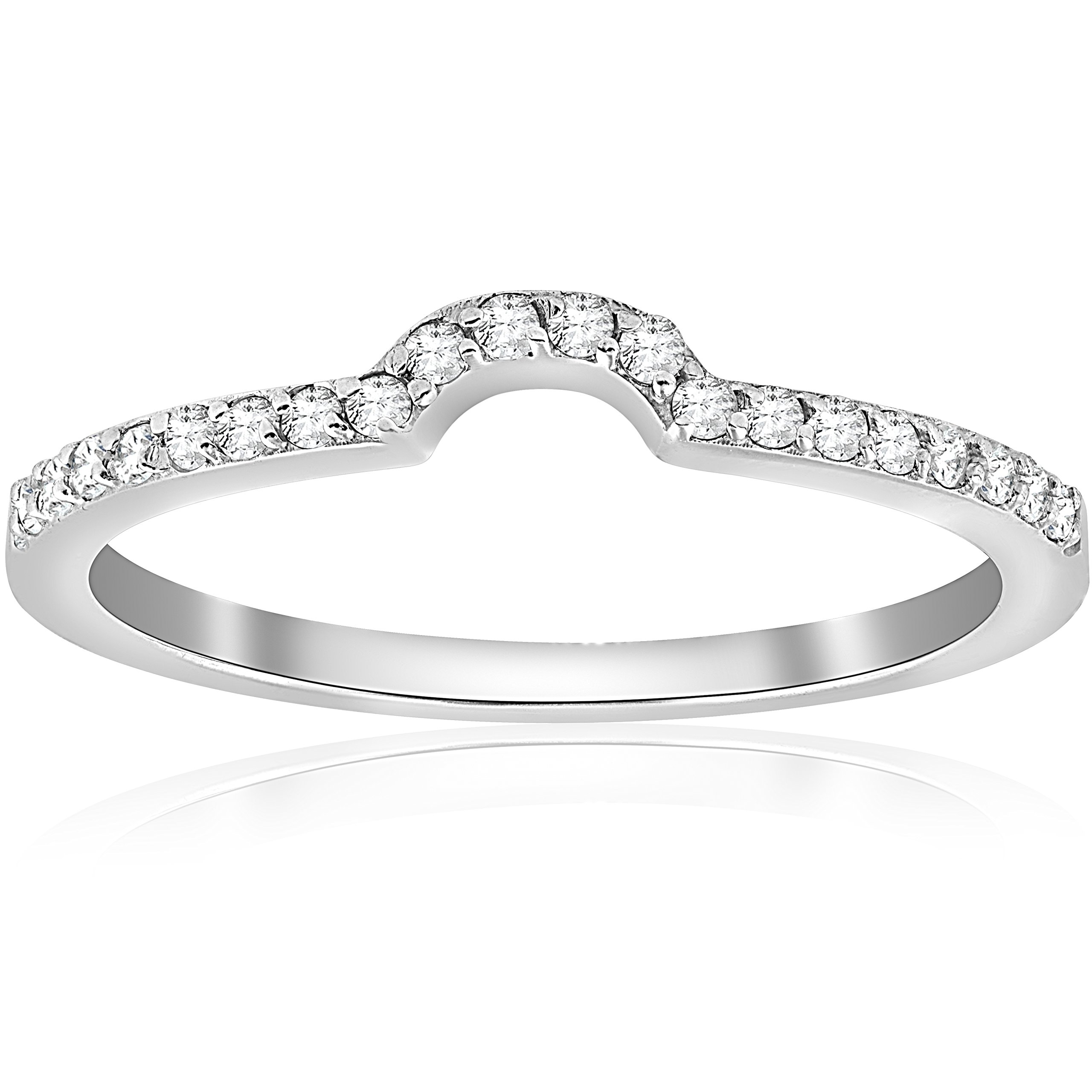 1/6 Carat Diamond Curved Wedding Ring Guard - 14K Gold Engagement Enhancer Band for Bridal Stacking & Anniversary Gifts