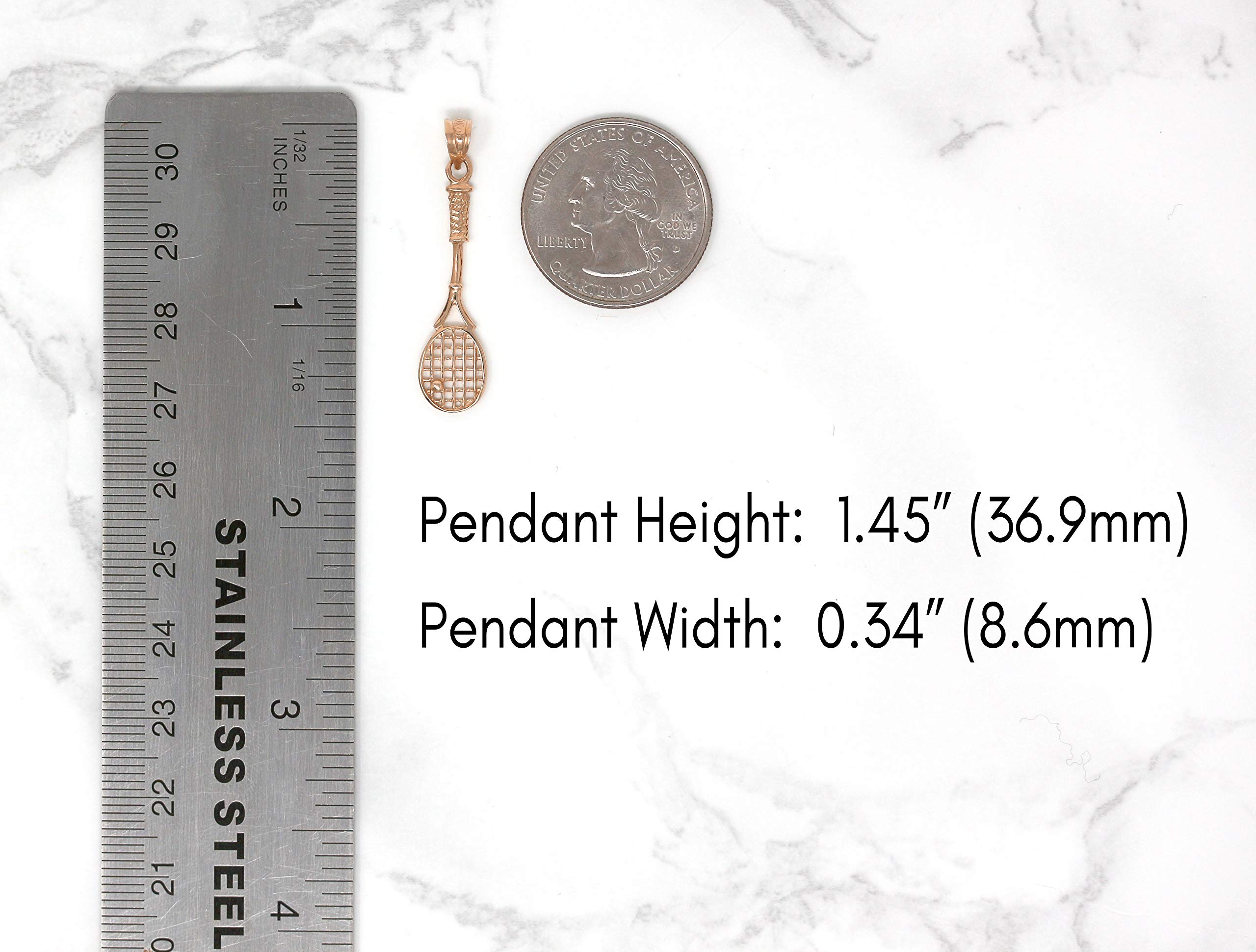 10K Gold Tennis Racket Charm Pendant Necklace for Women - Elegant Sports Jewelry Gift for Tennis Players & Fans - Perfect for Matches, Training & Everyday Wear