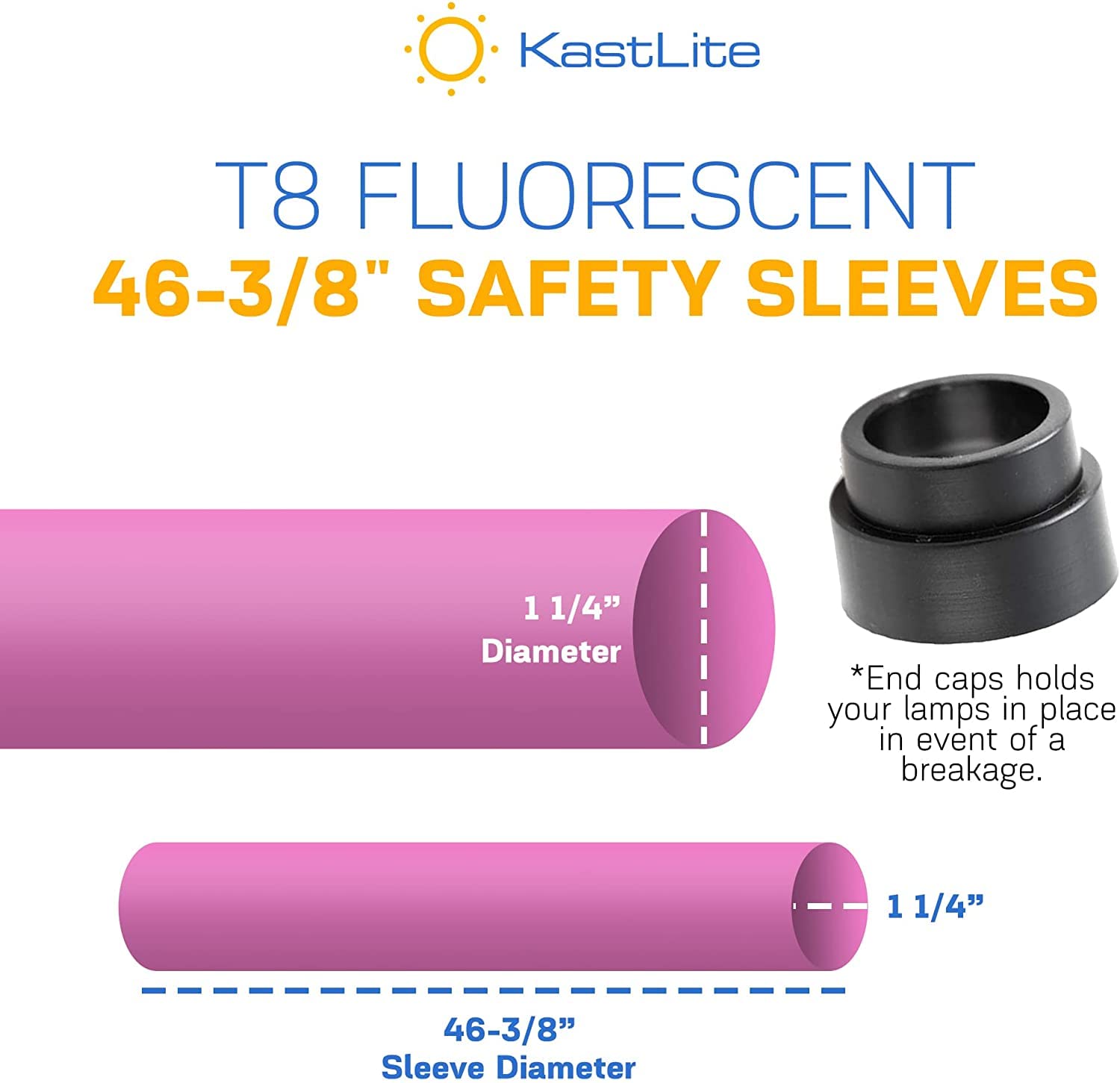 KastLite T8 Fluorescent Light Tube Guard with End Caps - 46-3/8